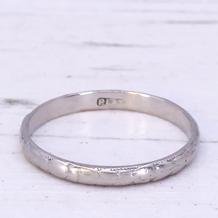 Art Deco Wedding Band Ring, Platinum, size N