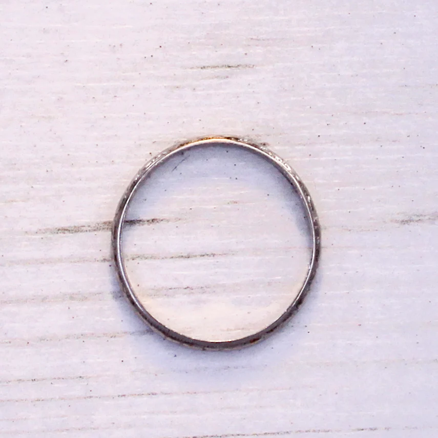 Art Deco Wedding Band Ring, Platinum, size N - Image 4