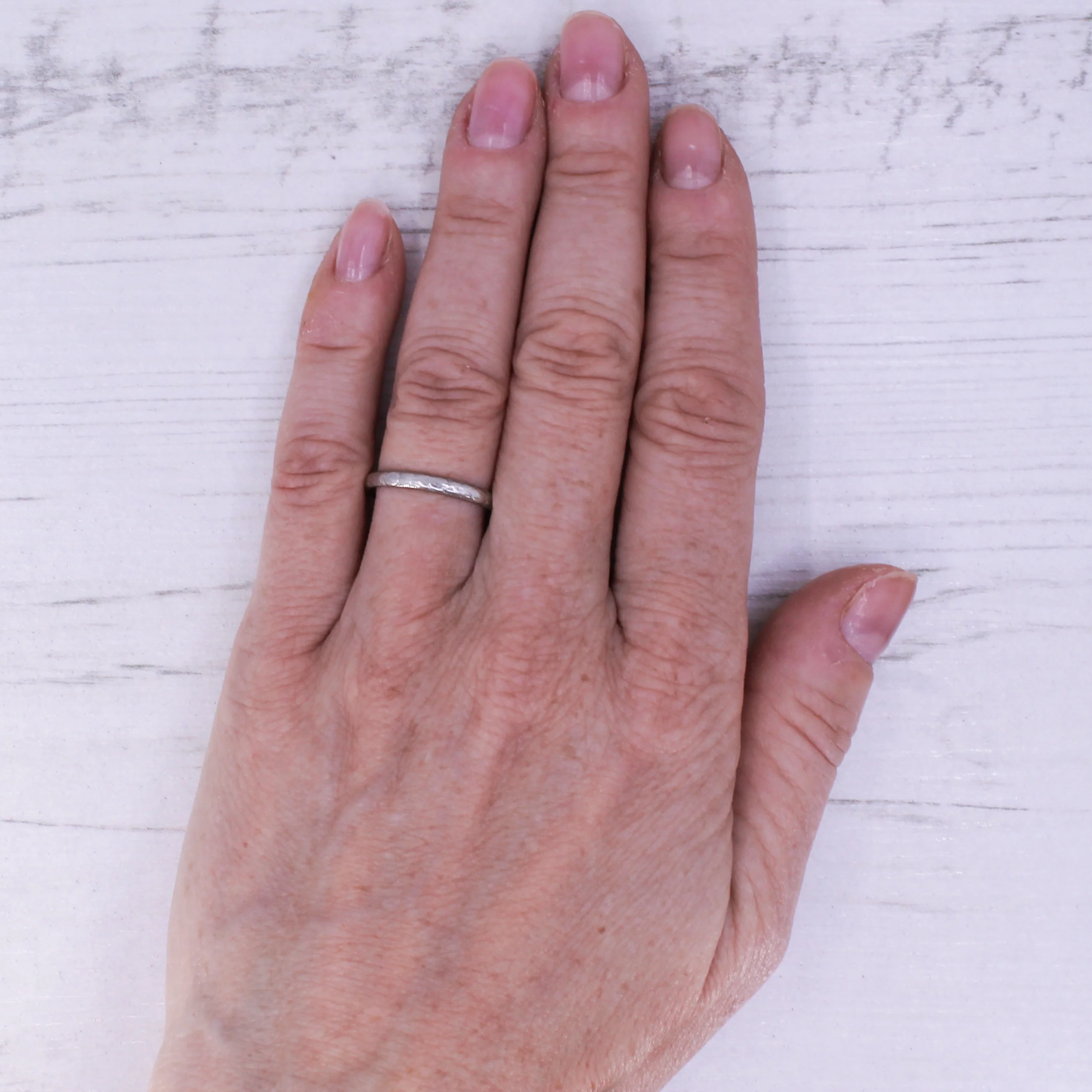 Art Deco Wedding Band Ring, Platinum, size N - Image 6