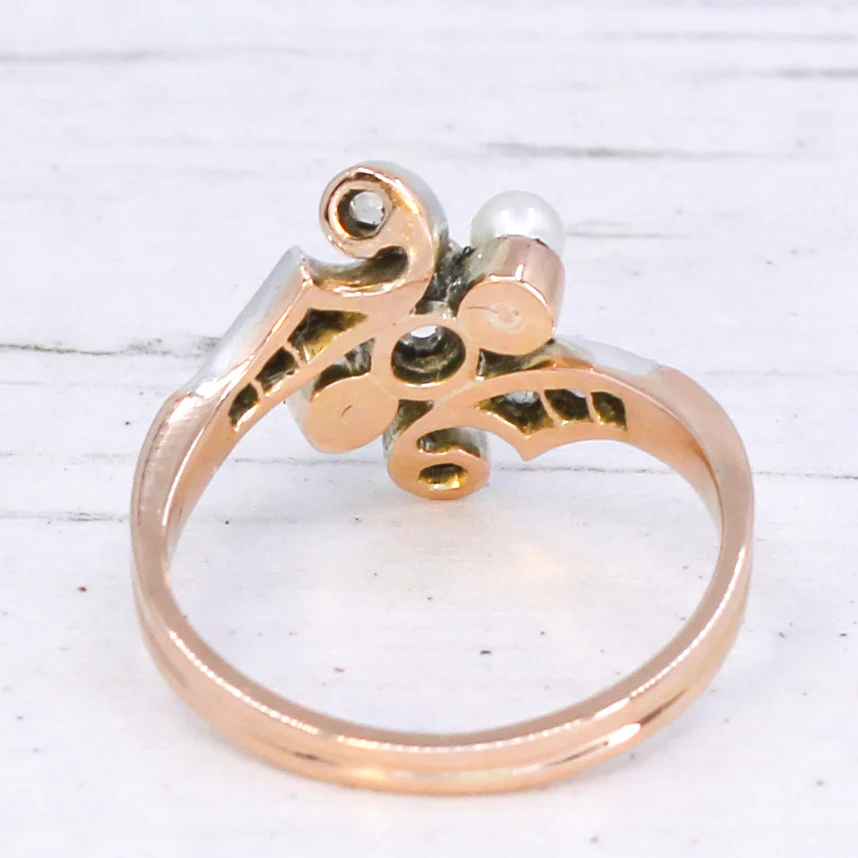 Art Nouveau 0.30 Carat Old Cut Diamond & Pearl Ring, circa 1905 - Image 5