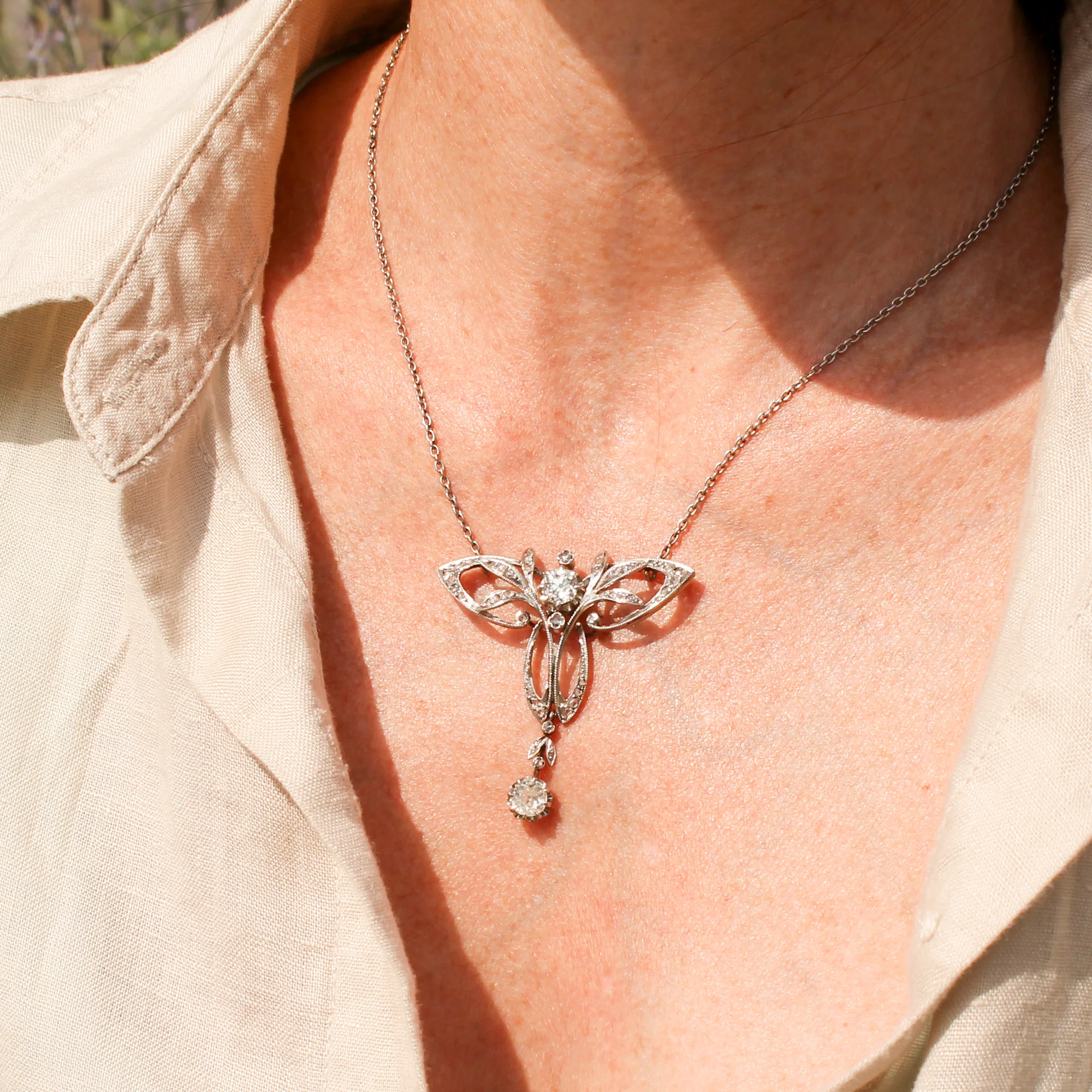 Art Nouveau 1.90 Carat Old Cut Diamond Pendant, circa 1915 - Image 4