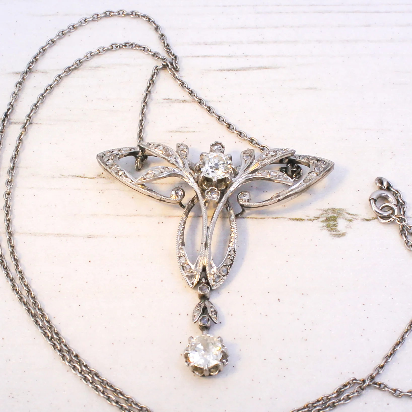 Art Nouveau 1.90 Carat Old Cut Diamond Pendant, circa 1915 - Image 8