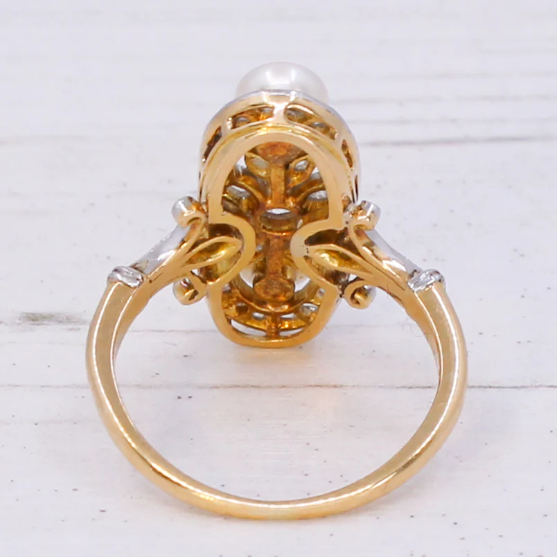 Art Nouveau Natural Pearl & Diamond Cluster Ring, circa 1900 - Image 5