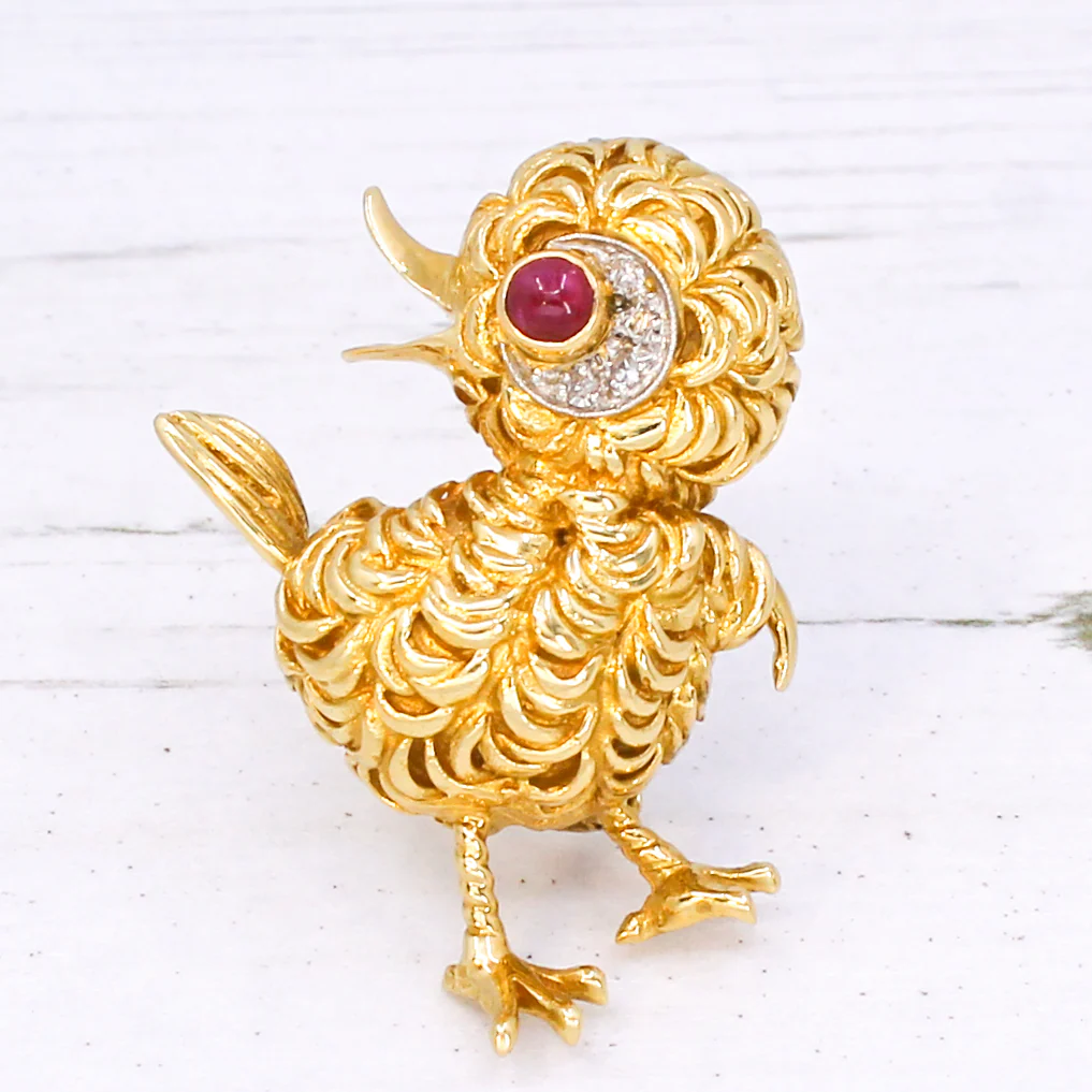 Vintage Ben Rosenfeld Chick Brooch, dated 1962