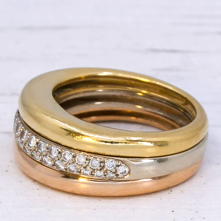 CARTIER Diamond Trinity Ring, 18k Rose, Yellow & White Gold - Image 5