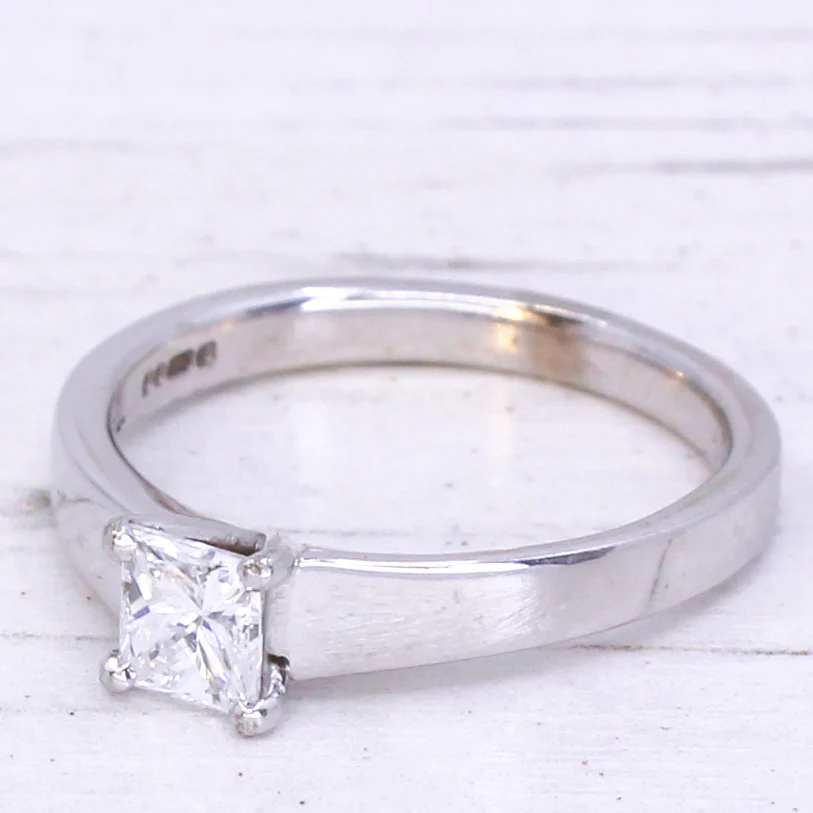 Contemporary 0.57 Carat Princess Cut Diamond Ring, dated 2000