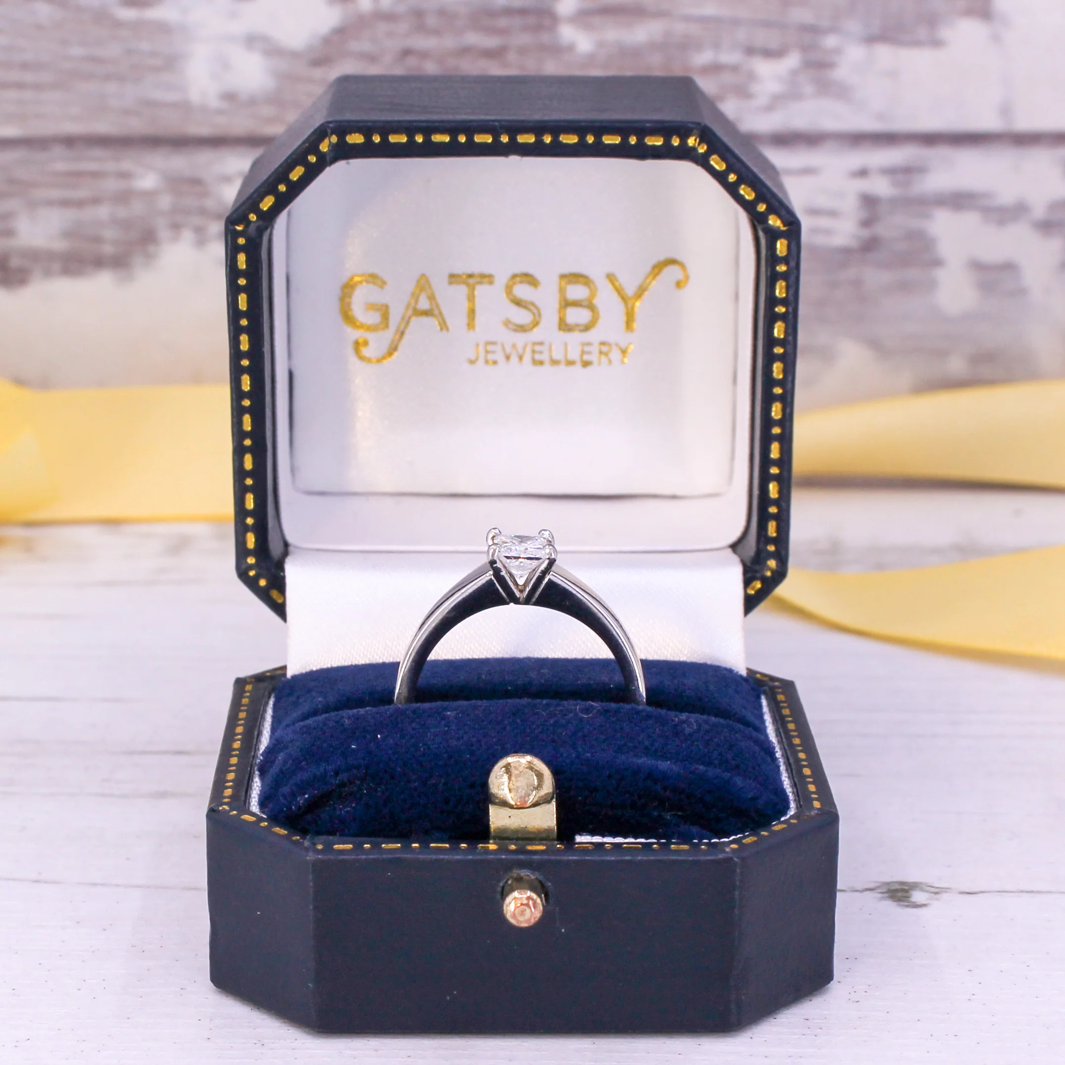 Contemporary 0.57 Carat Princess Cut Diamond Ring, dated 2000 - Image 8