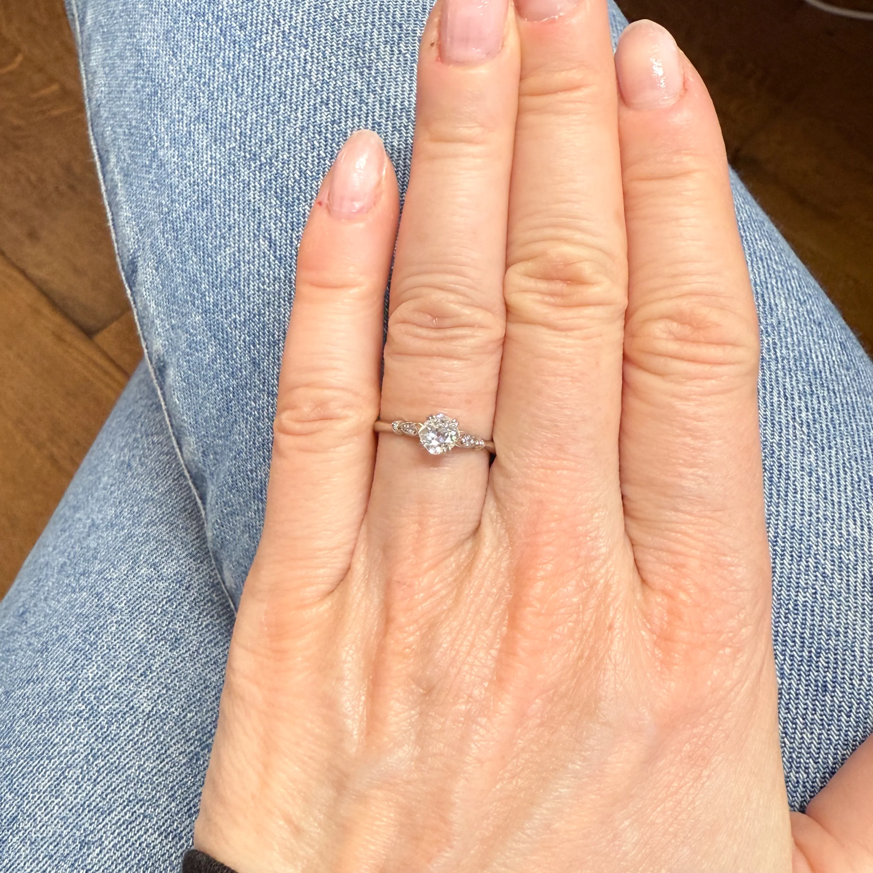 Edwardian 0.54 Carat Old Cut Diamond Engagement Ring, circa 1910 - Image 6