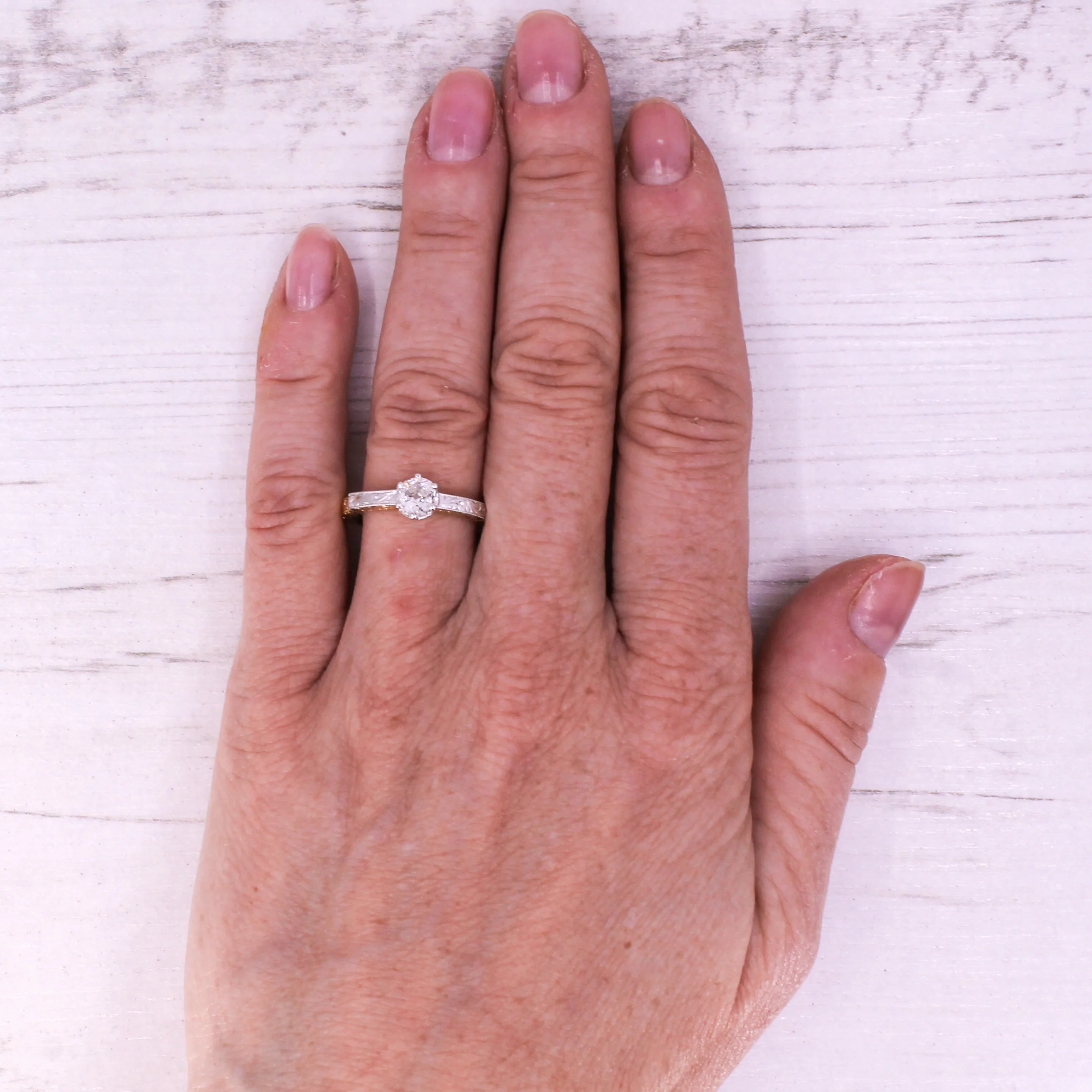 Edwardian 0.63 Carat Old Cut Diamond Engagement Ring, circa 1910 - Image 7