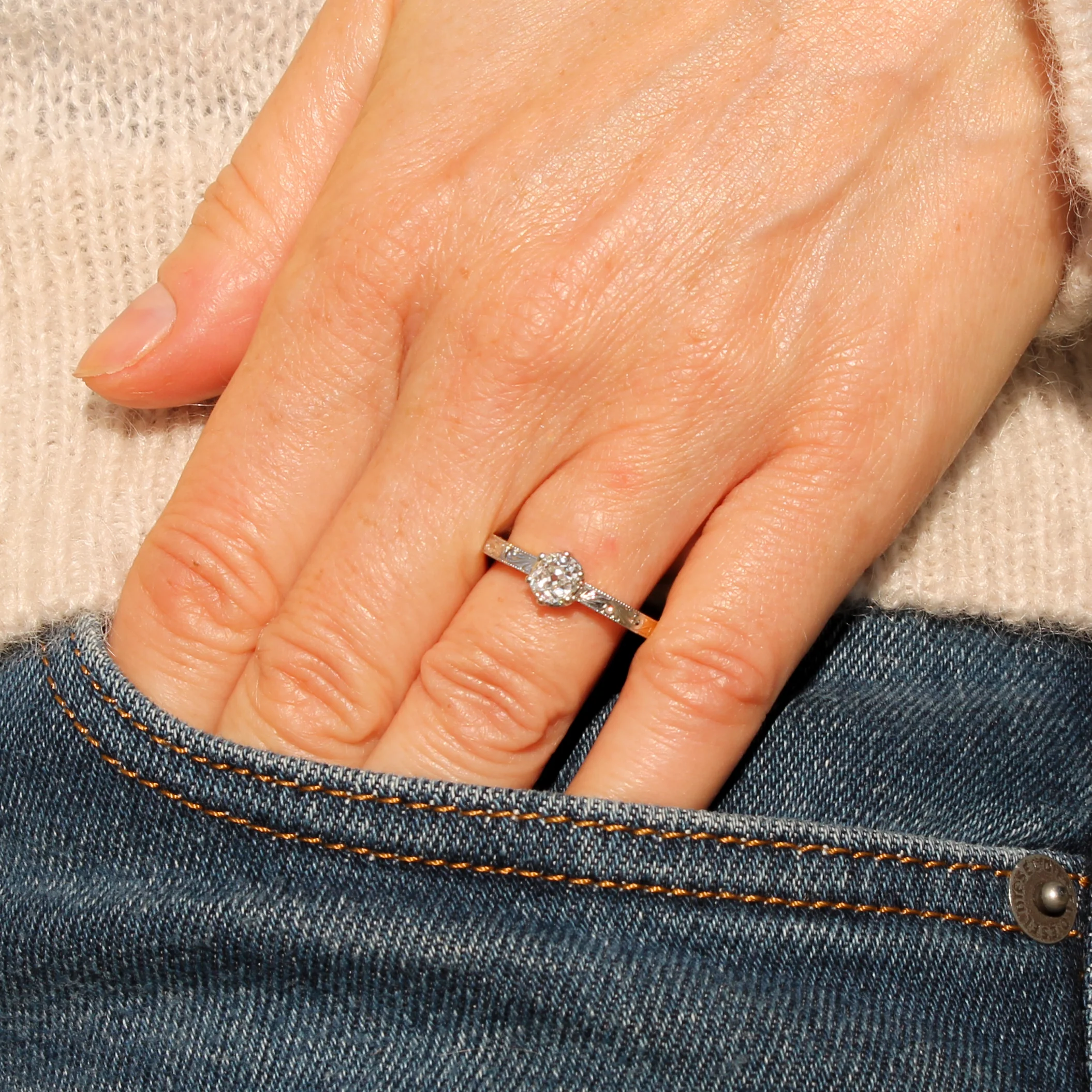 Edwardian 0.63 Carat Old Cut Diamond Engagement Ring, circa 1910 - Image 8