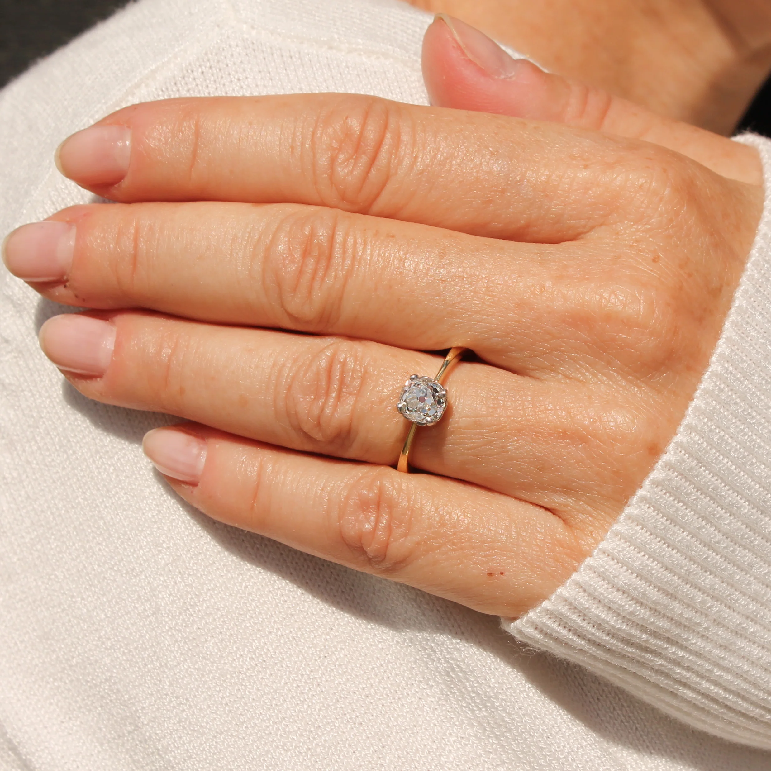 Edwardian 1.19 Carat Old Cut Diamond Engagement Ring, circa 1910 - Image 6