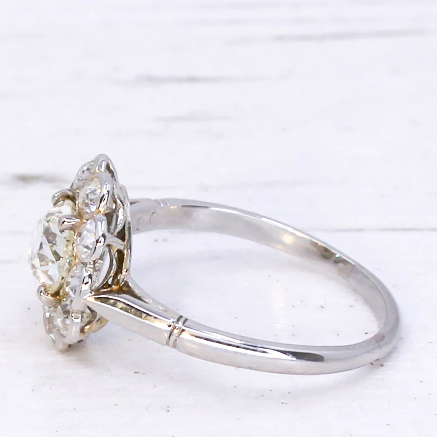 Edwardian 1.35 Carat Old Cut Diamond Cluster Ring, circa 1910 - Image 4