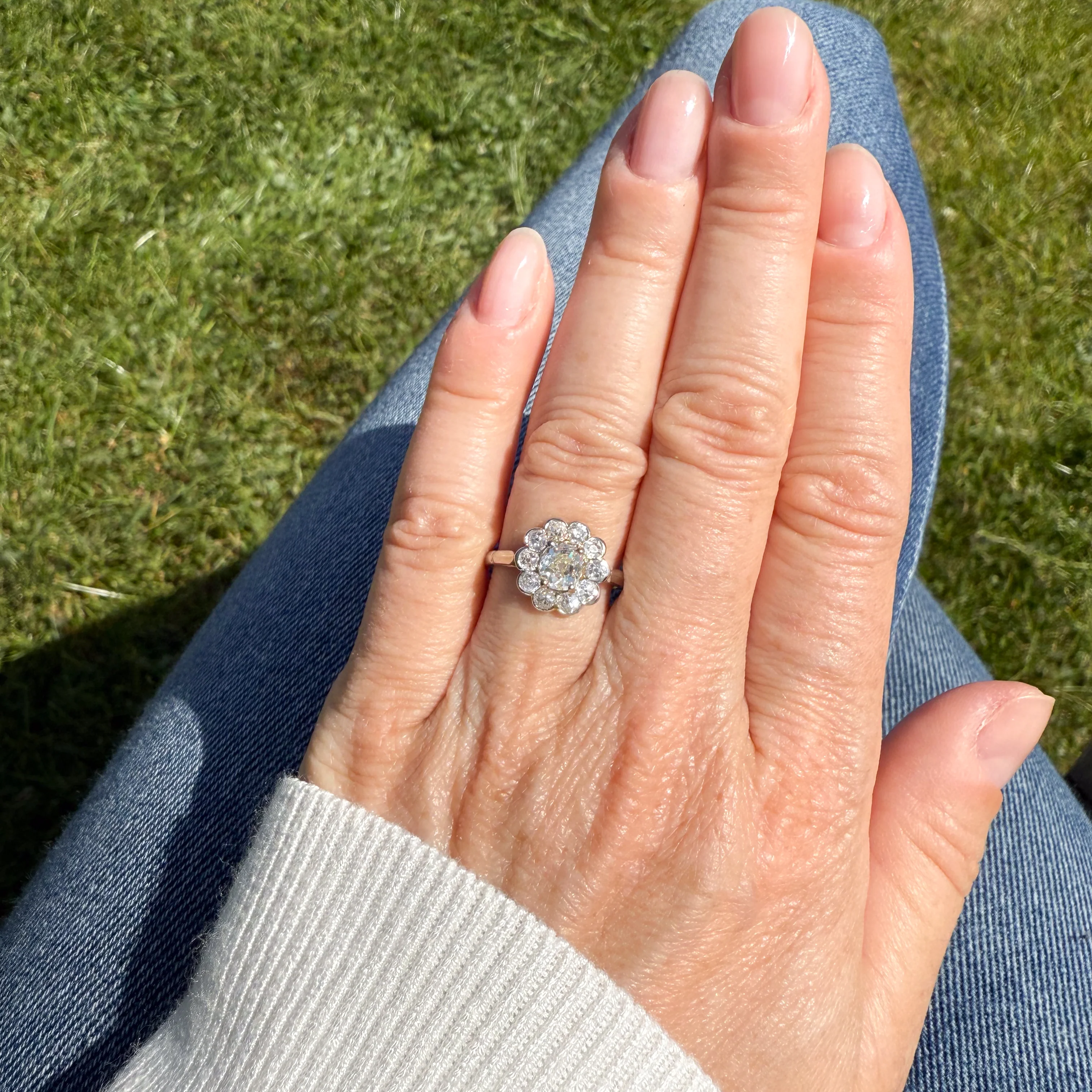 Edwardian 1.35 Carat Old Cut Diamond Cluster Ring, circa 1910 - Image 6