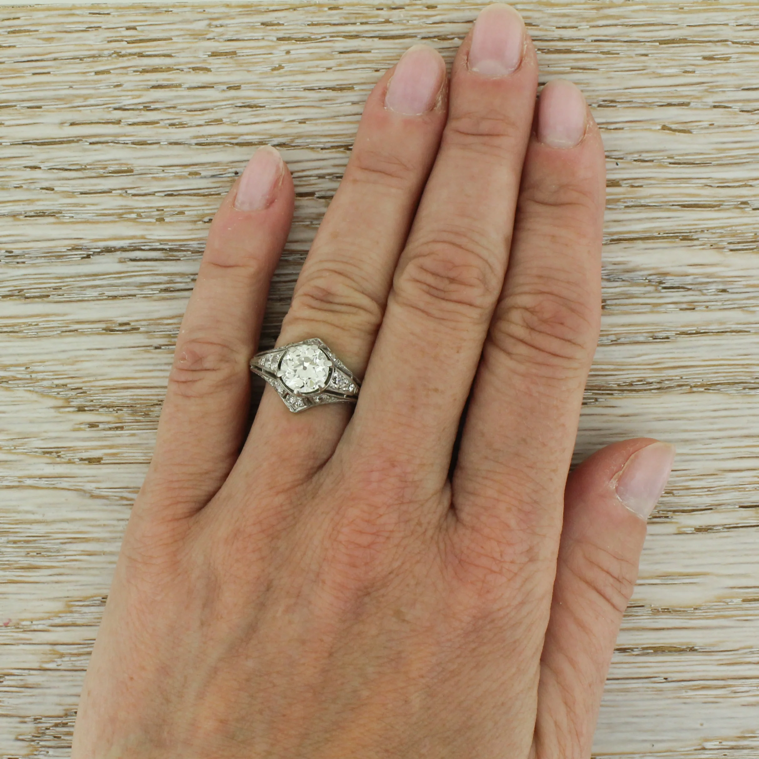 Edwardian 1.57 Carat Old Cut Diamond Engagement Ring, circa 1910 - Image 7