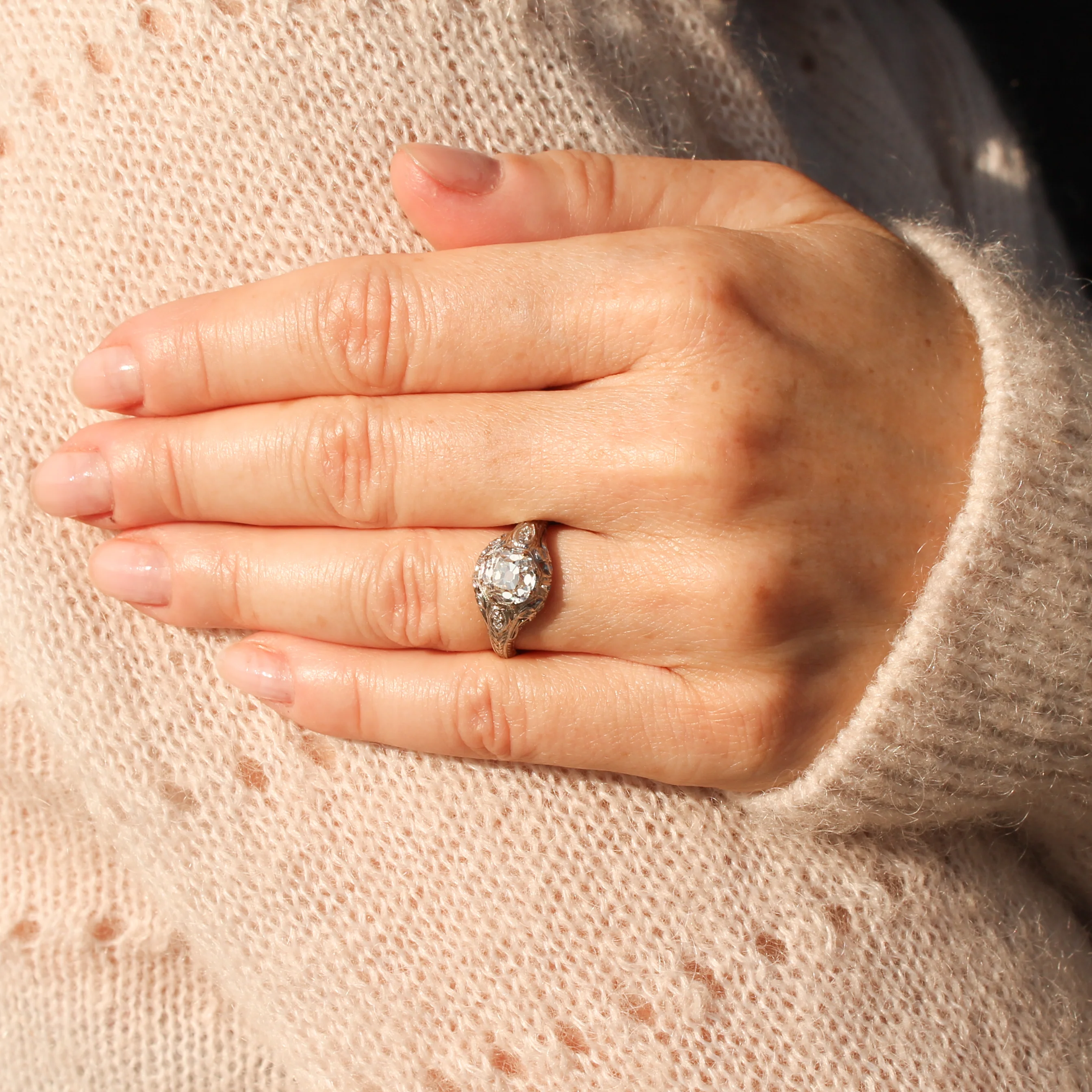 Edwardian 1.85 Carat Old Cut Diamond Engagement Ring, circa 1910 - Image 6