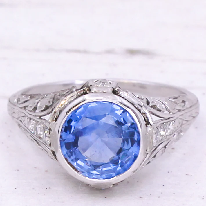 Edwardian 2.14 Carat Sapphire Solitarie Ring, circa 1910 - Image 5