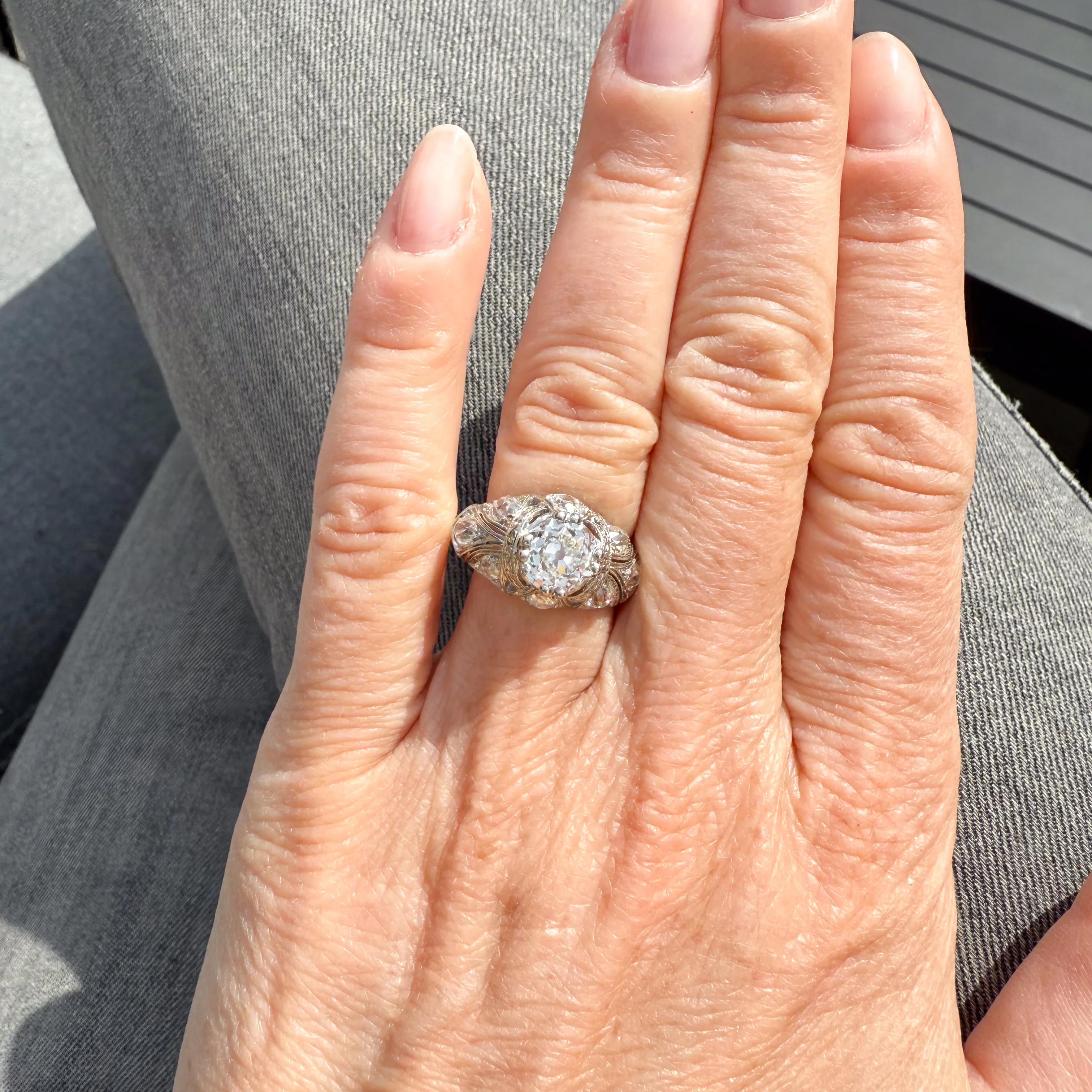 Edwardian 2.51 Carat Old Cut Diamond Engagement Ring, circa 1910 - Image 8