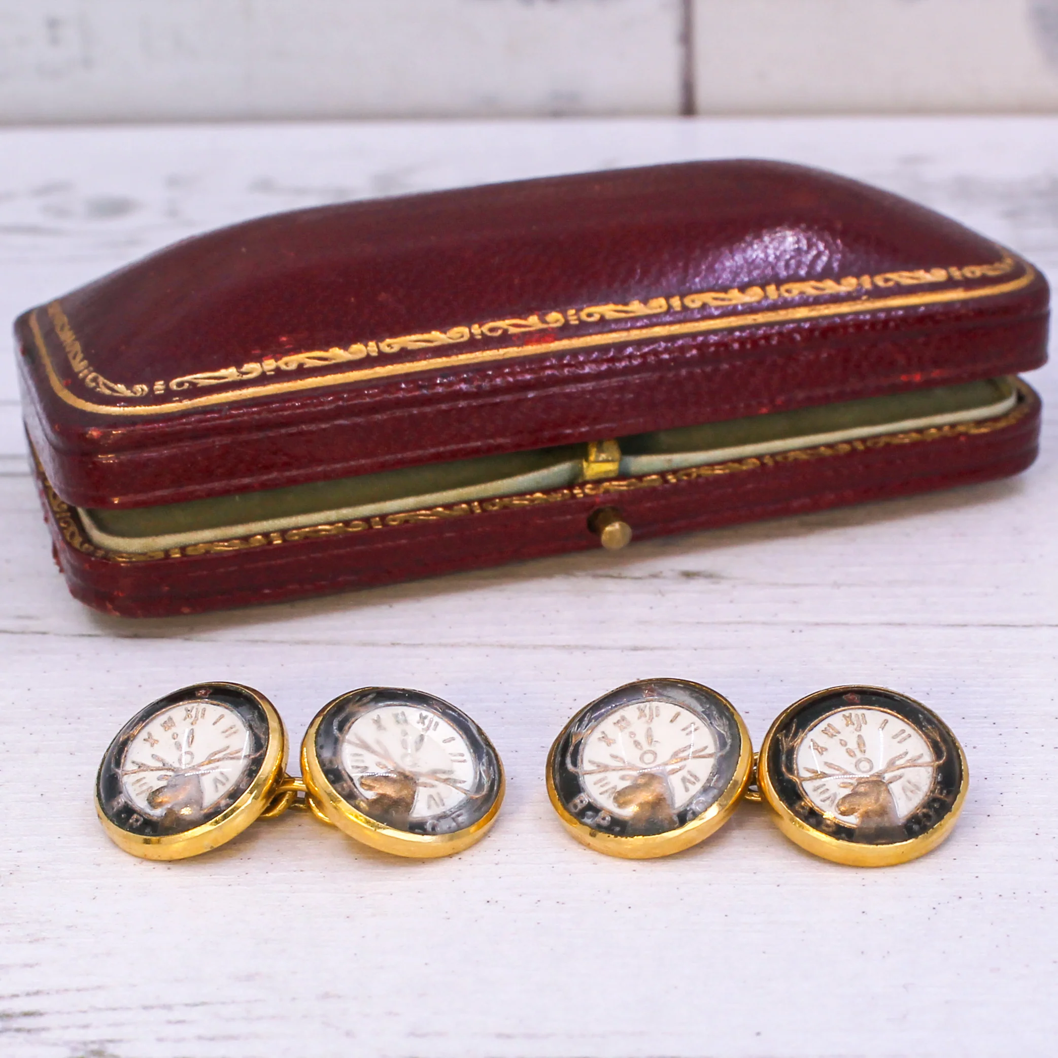 Edwardian Essex Crystal "Elks Lodge" Cufflinks, Boxed, circa 1910 - Image 3