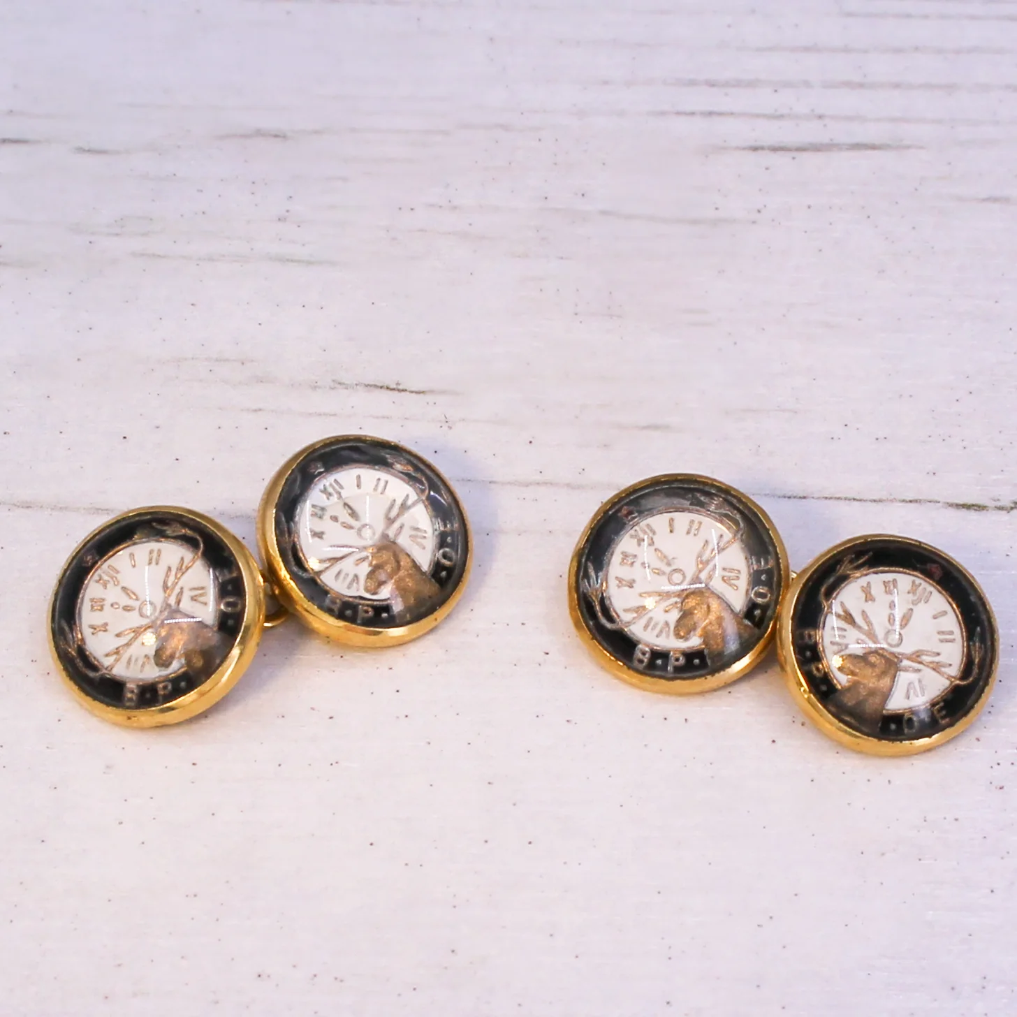 Edwardian Essex Crystal "Elks Lodge" Cufflinks, Boxed, circa 1910 - Image 4