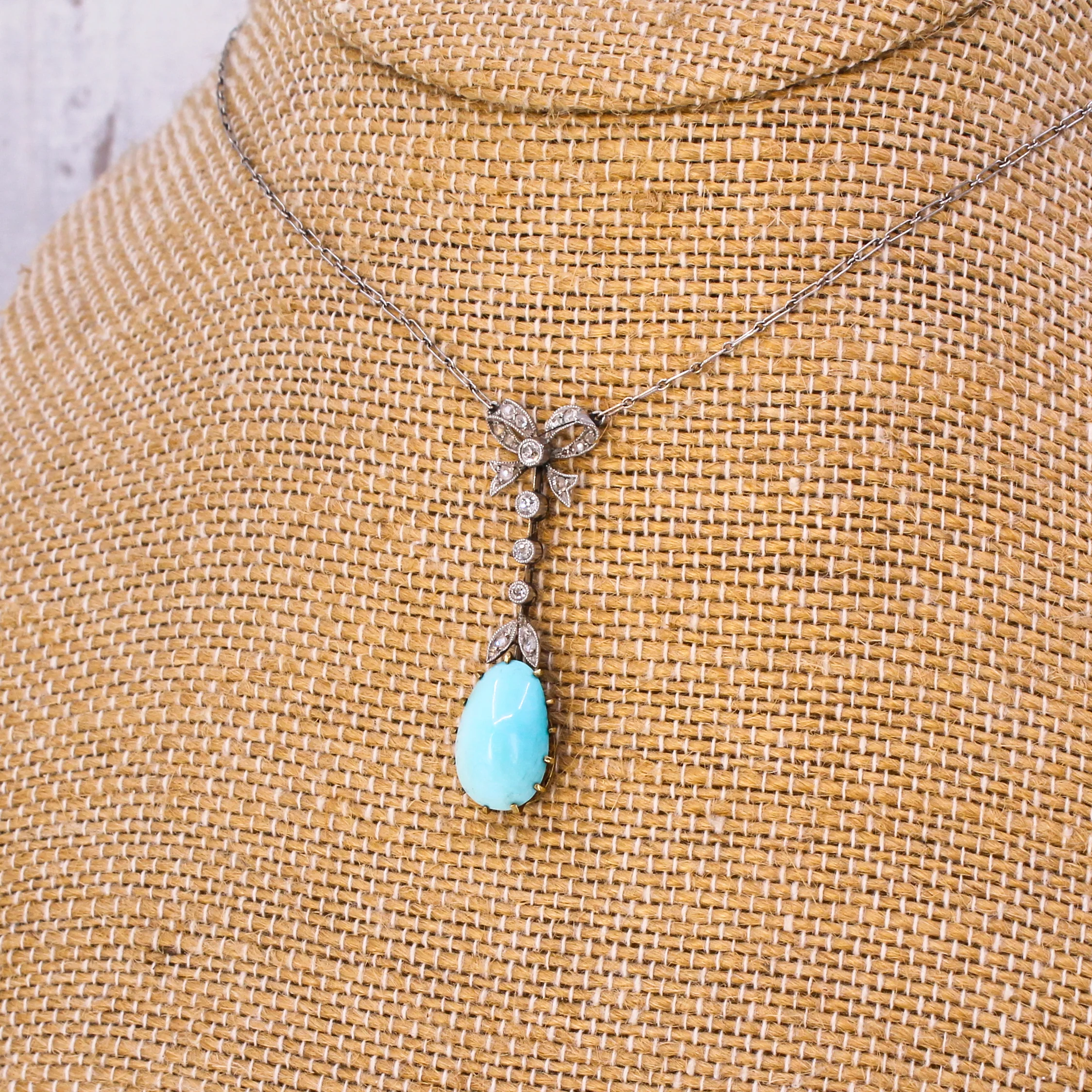Edwardian Turquoise & Diamond Pendant, circa 1910 - Image 3