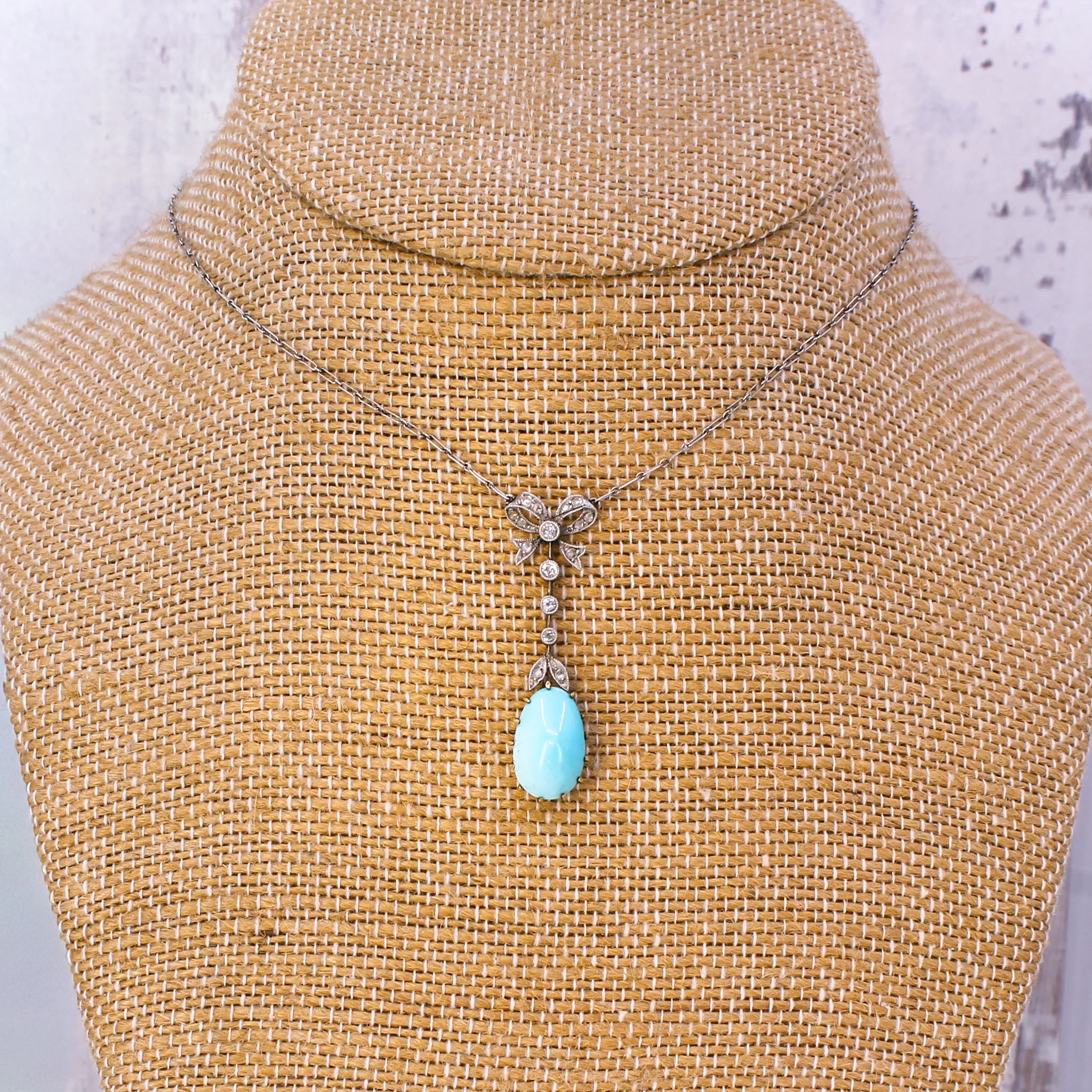 Edwardian Turquoise & Diamond Pendant, circa 1910 - Image 4