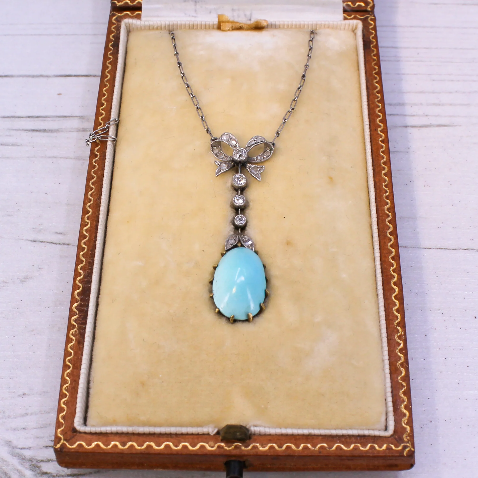 Edwardian Turquoise & Diamond Pendant, circa 1910 - Image 5