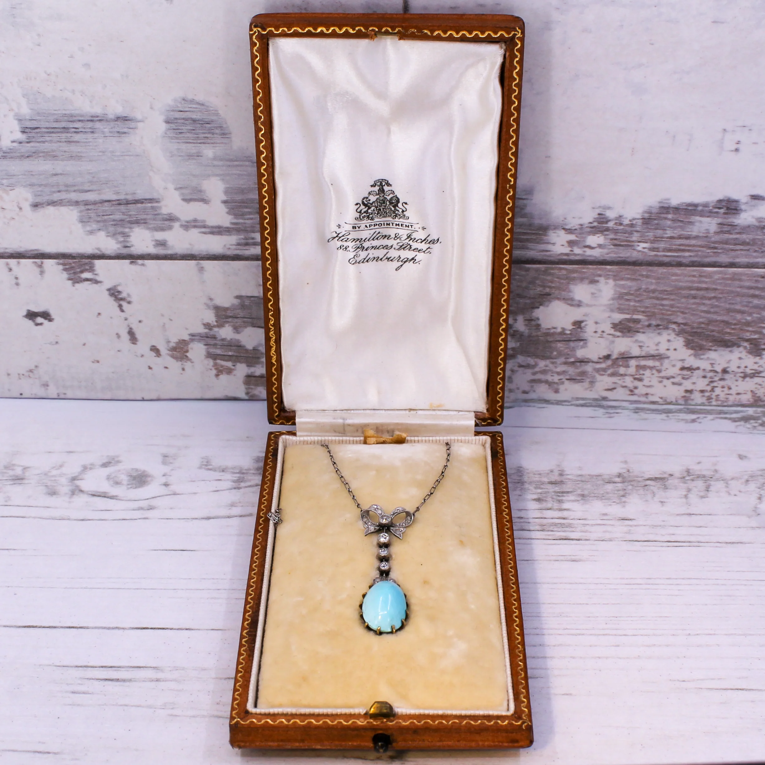 Edwardian Turquoise & Diamond Pendant, circa 1910 - Image 6