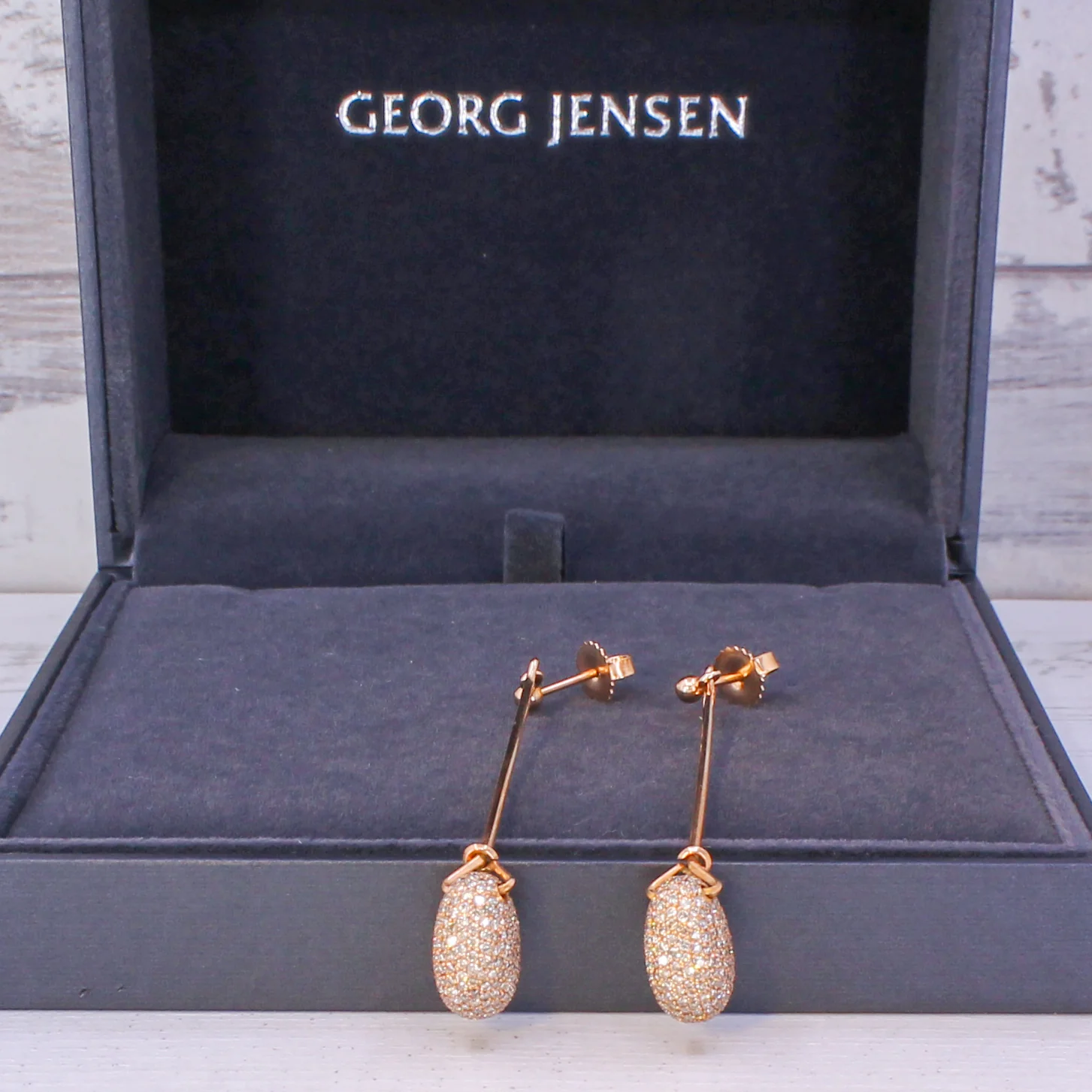 GEORG JENSEN Dew Drop Diamond Earrings, 18k Rose Gold - Image 6