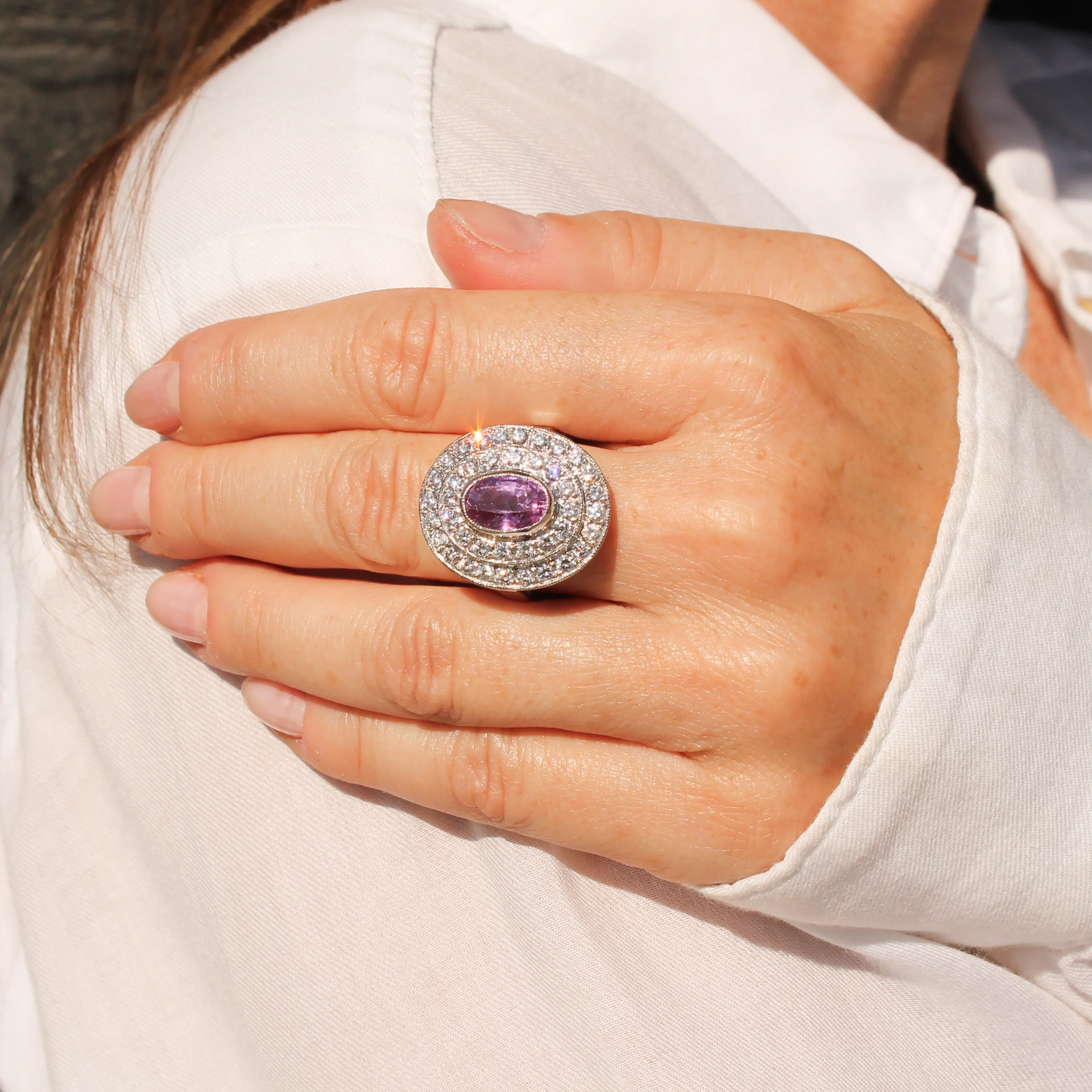 Late 20th Century 2.80 Carat Ceylon Purple Sapphire & Diamond Ring, circa 1970 - Image 7