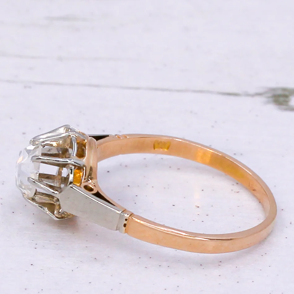 Mid Century 0.35 Carat Rose Cut Diamond Solitaire Ring, circa 1950 - Image 5