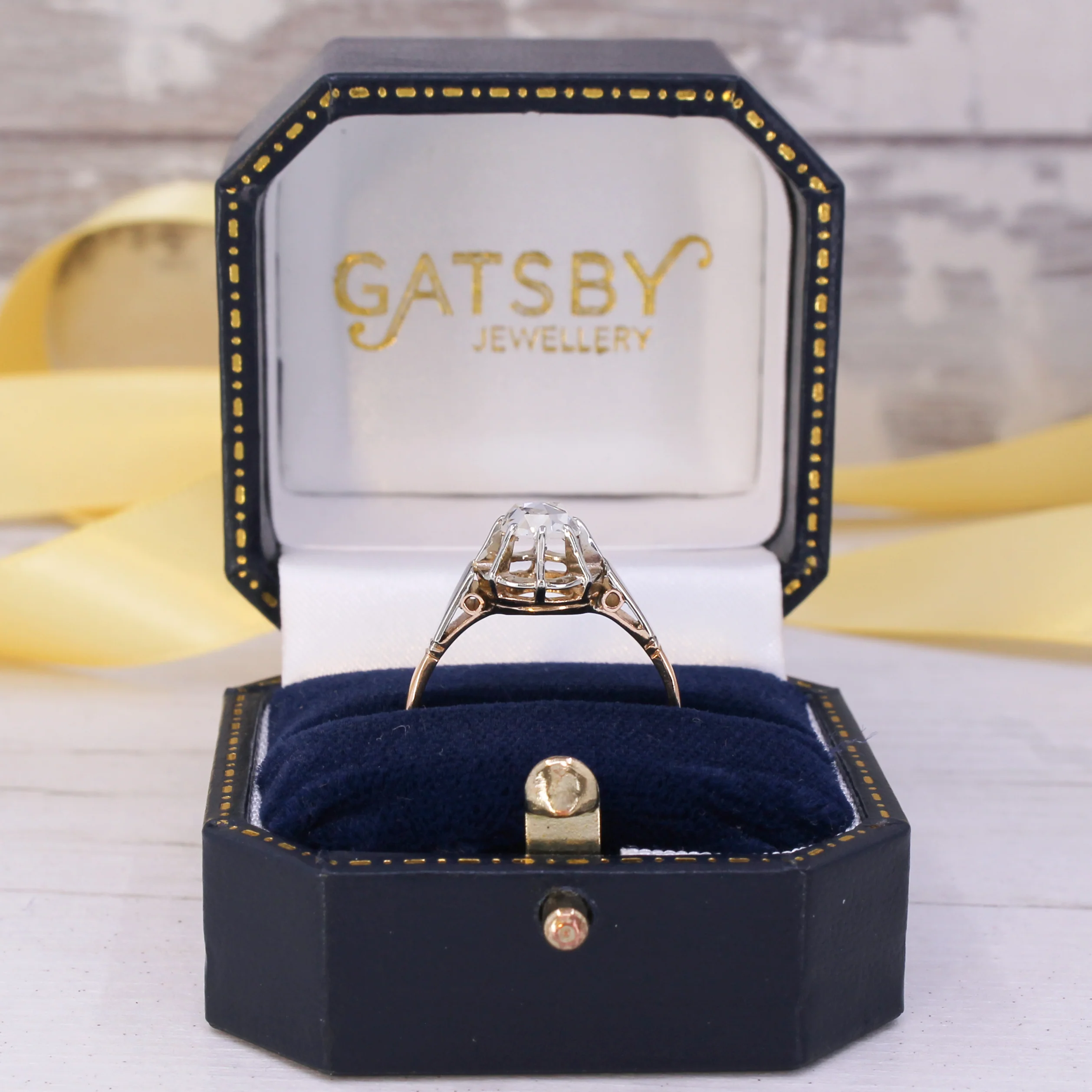 Mid Century 0.35 Carat Rose Cut Diamond Solitaire Ring, circa 1950 - Image 8
