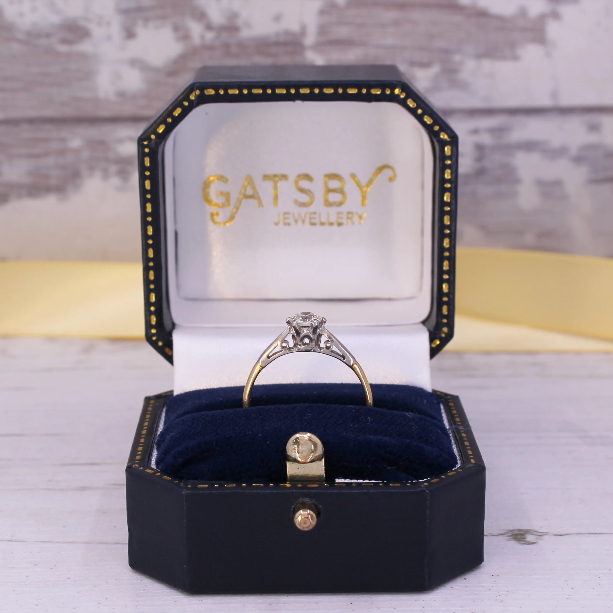 Mid Century 0.40 Carat Old Cut Diamond Engagement Ring, dated 1958 - Image 10