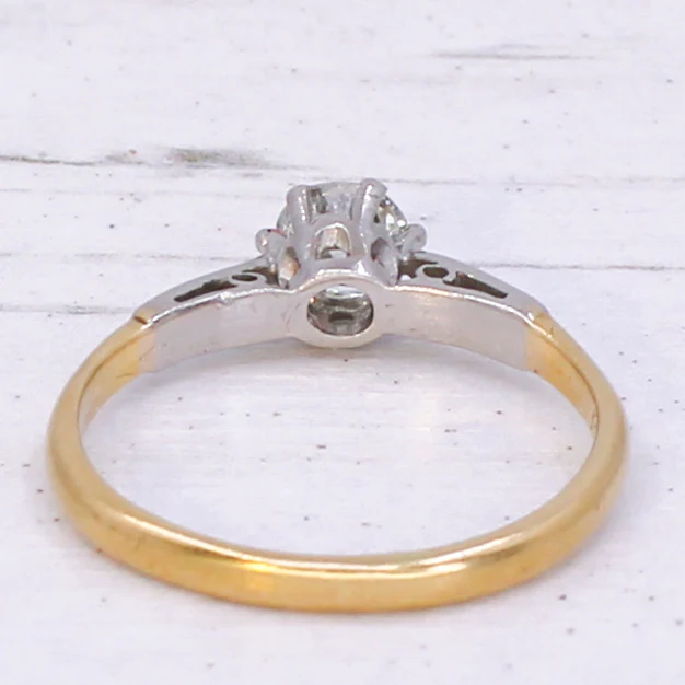 Mid Century 0.40 Carat Old Cut Diamond Engagement Ring, dated 1958 - Image 5
