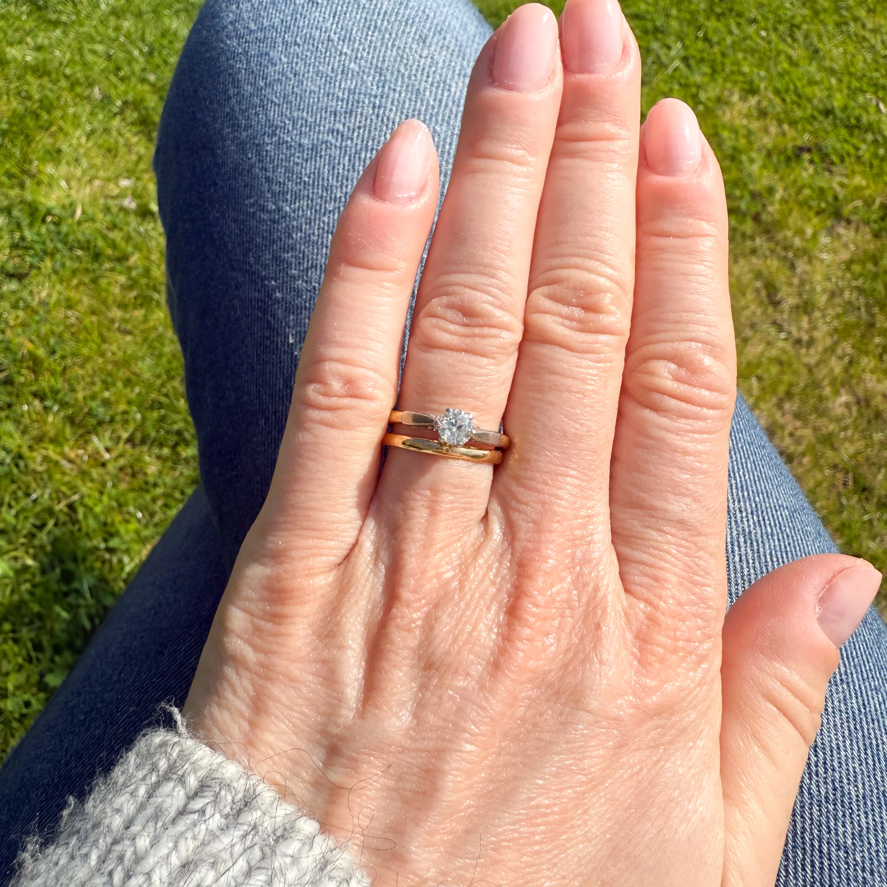 Mid Century 0.40 Carat Old Cut Diamond Engagement Ring, dated 1958 - Image 8