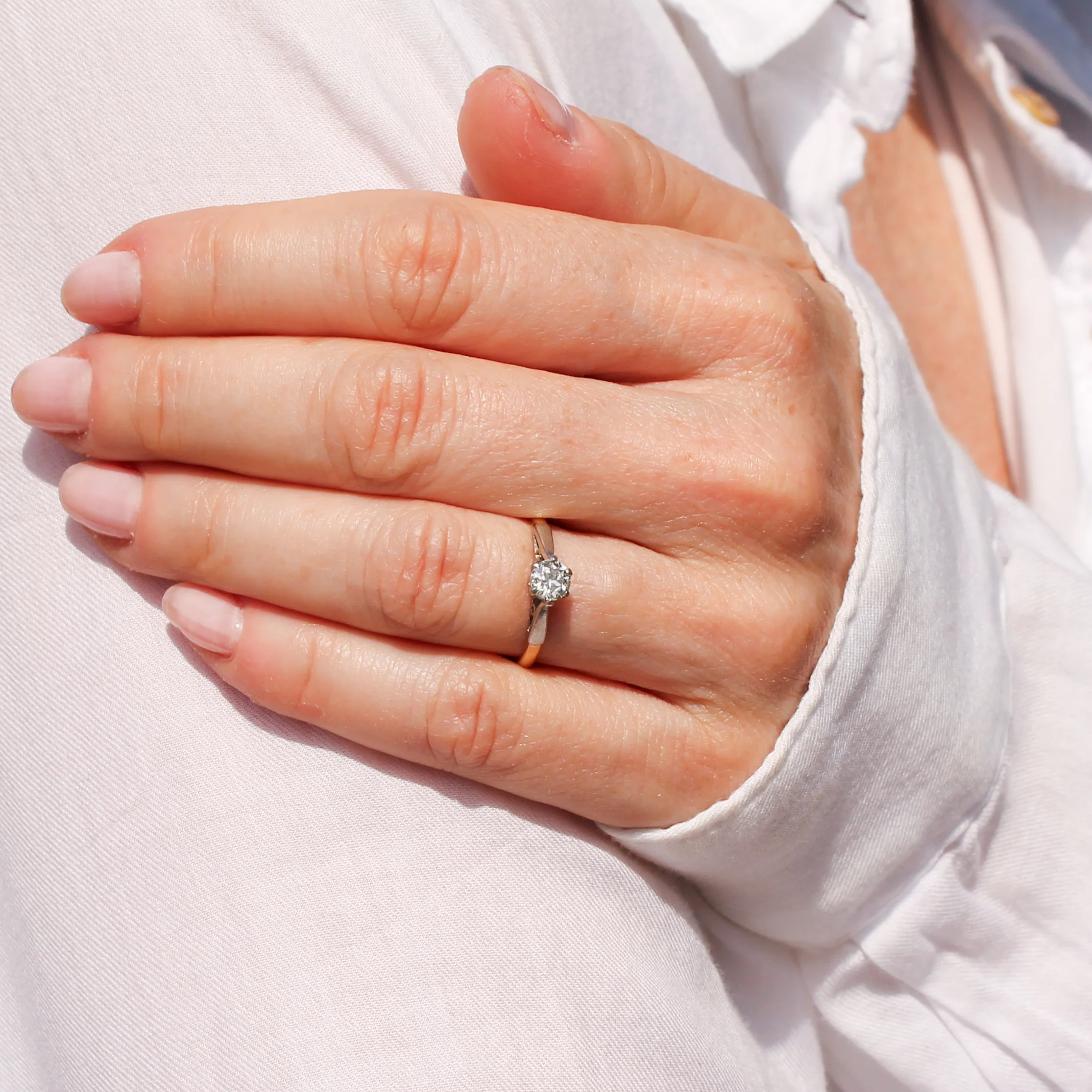 Mid Century 0.40 Carat Old Cut Diamond Engagement Ring, dated 1958 - Image 9