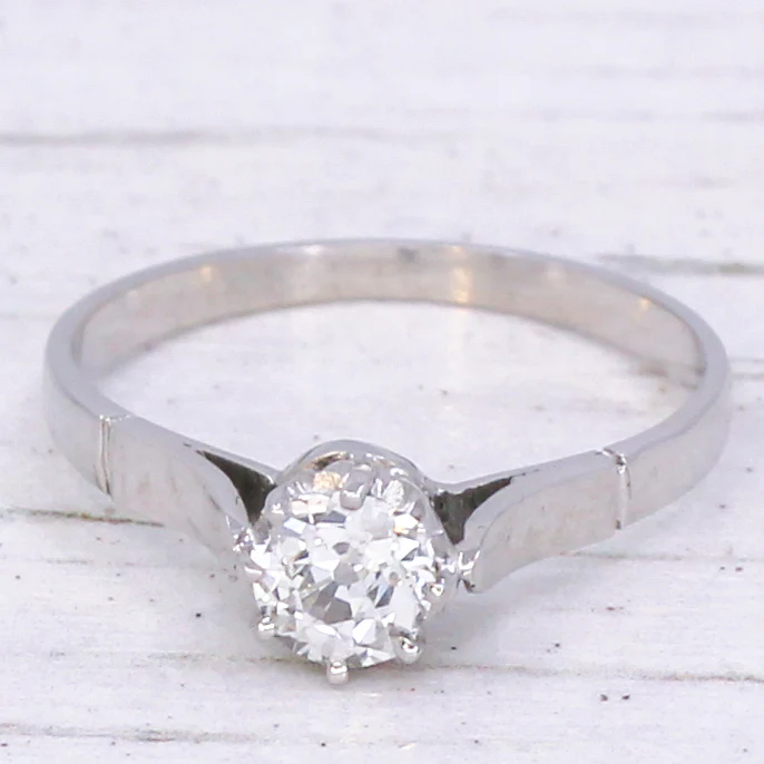 Mid Century 0.51 Carat Old Cut Diamond Engagement Ring, circa 1955 - Image 3