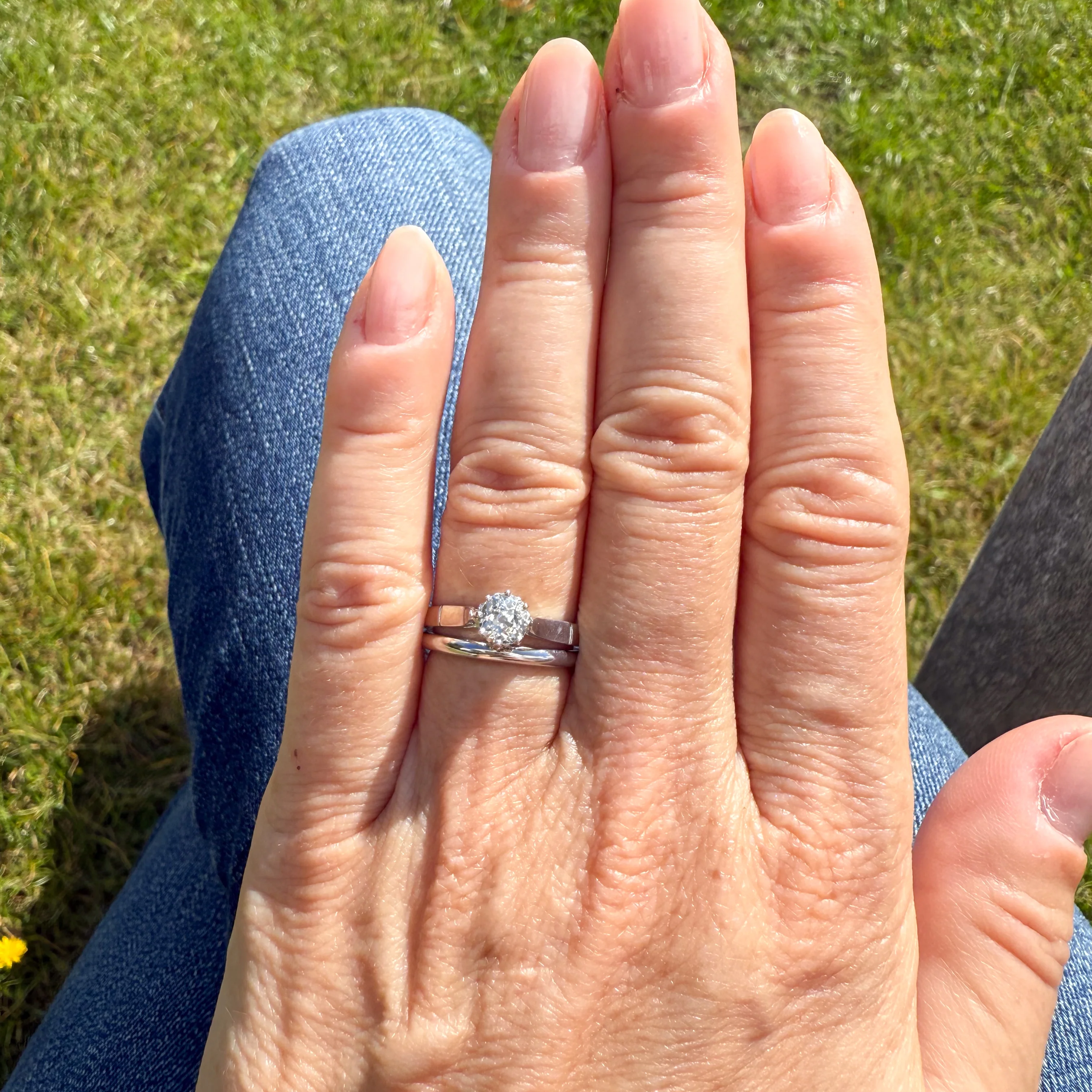 Mid Century 0.51 Carat Old Cut Diamond Engagement Ring, circa 1955 - Image 6