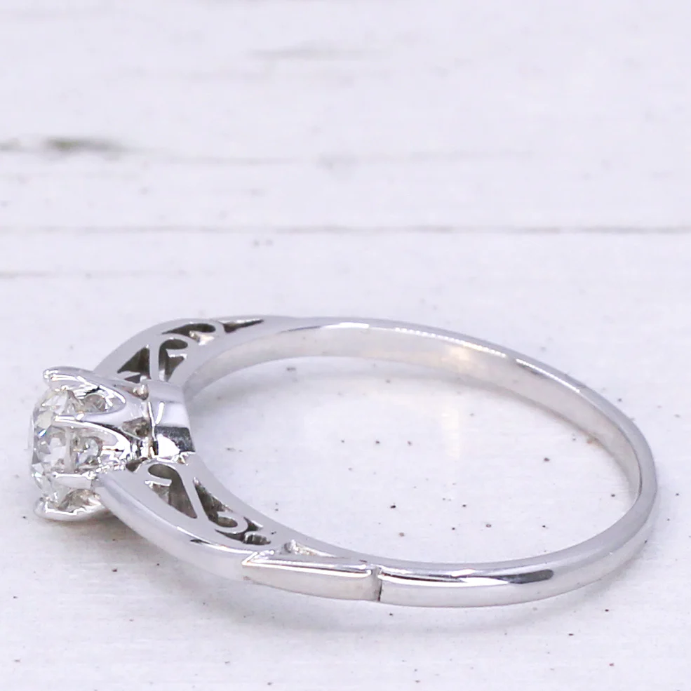 Mid Century 0.61 Carat Old Cut Diamond Engagement Ring, circa 1955 - Image 4