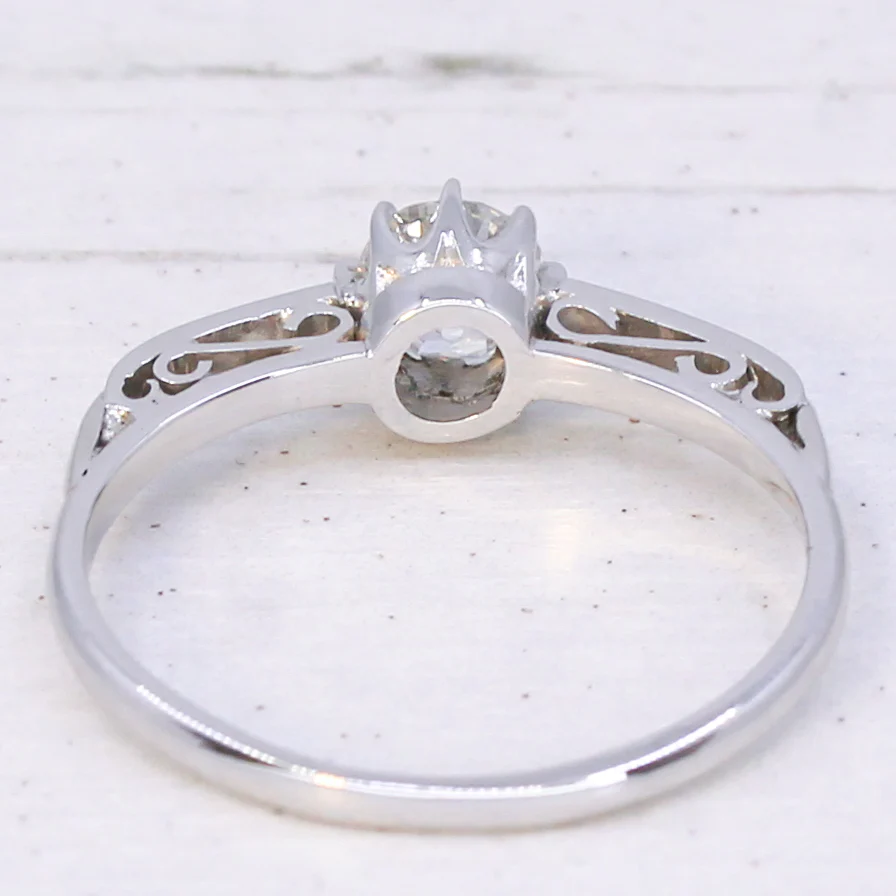 Mid Century 0.61 Carat Old Cut Diamond Engagement Ring, circa 1955 - Image 5
