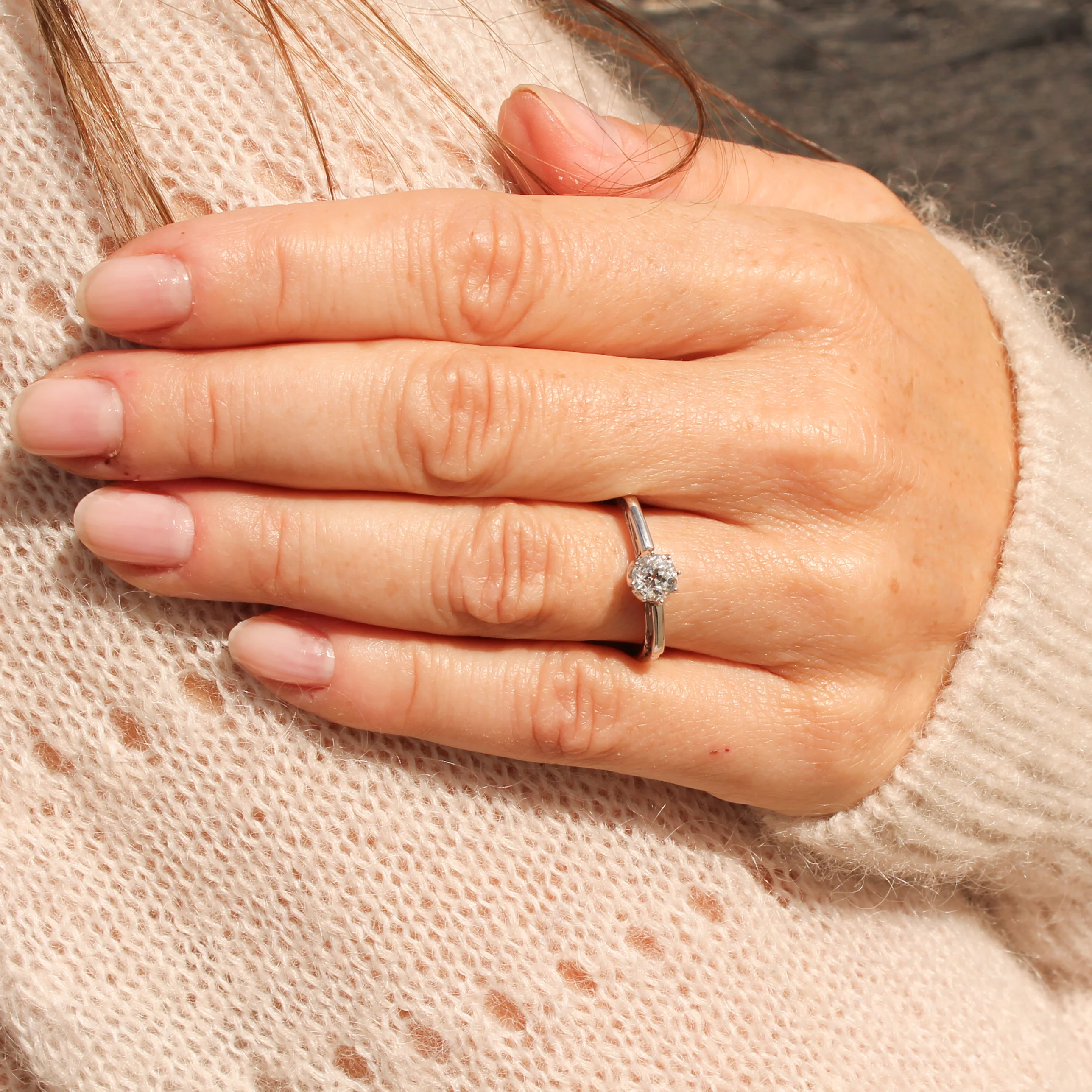 Mid Century 0.61 Carat Old Cut Diamond Engagement Ring, circa 1955 - Image 8