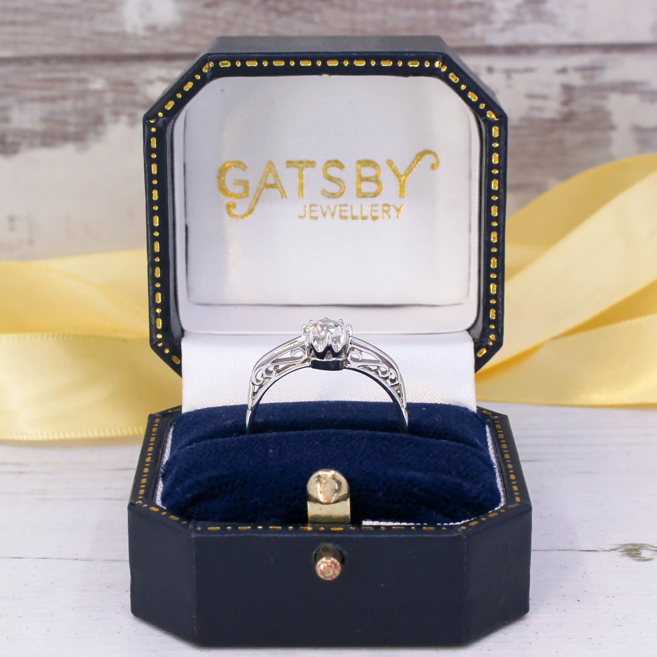 Mid Century 0.61 Carat Old Cut Diamond Engagement Ring, circa 1955 - Image 9