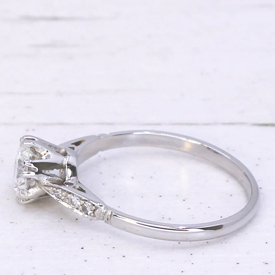Mid Century 0.63 Carat Transitional Cut Diamond Engagement Ring, circa 1950 - Image 4