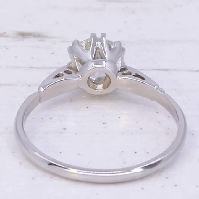 Mid Century 0.63 Carat Transitional Cut Diamond Engagement Ring, circa 1950 - Image 5