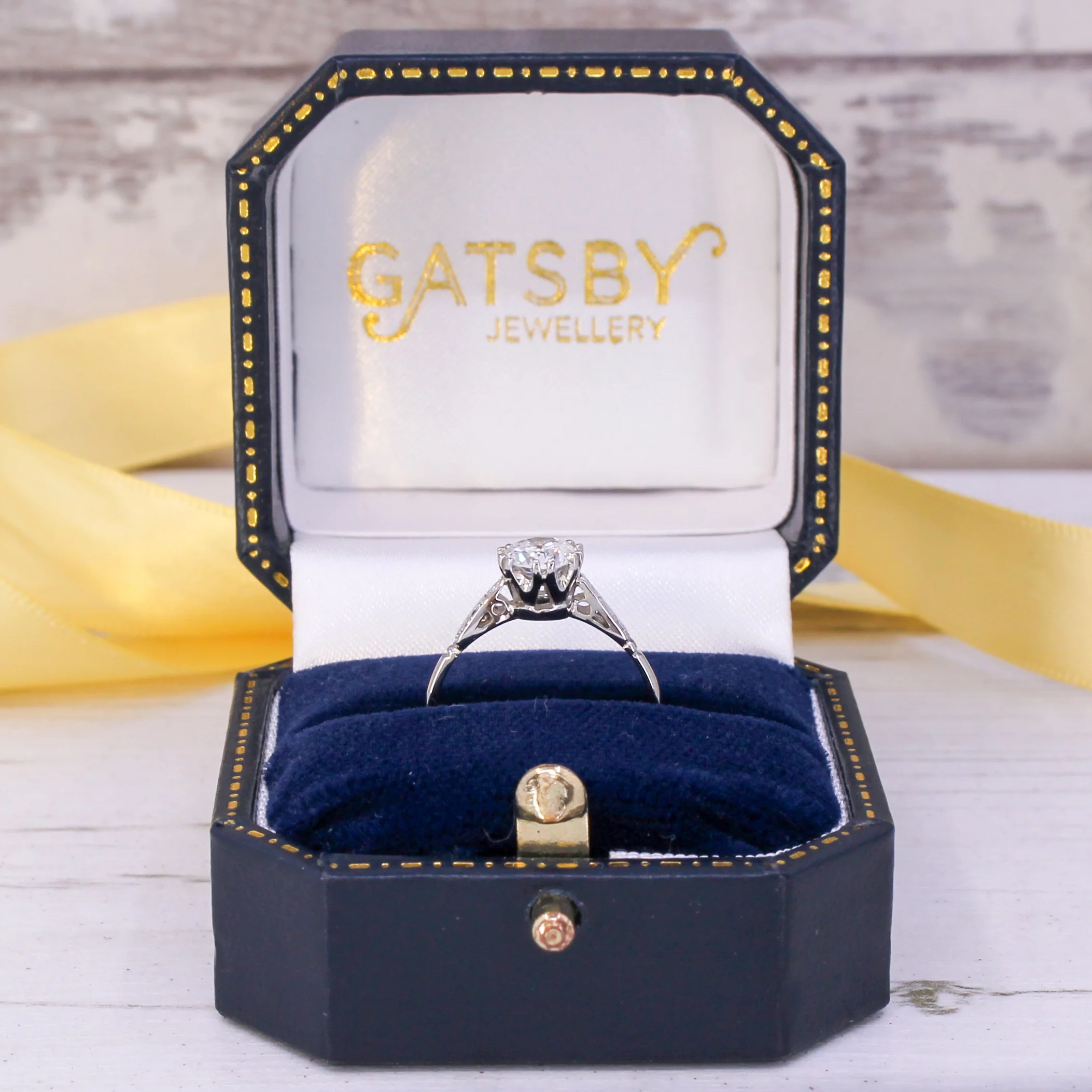 Mid Century 0.63 Carat Transitional Cut Diamond Engagement Ring, circa 1950 - Image 8