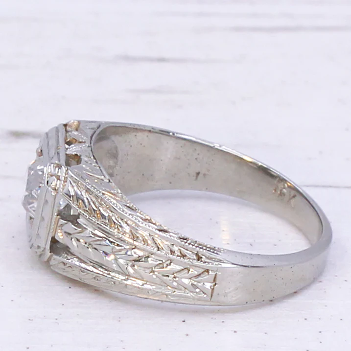 Mid Century 0.76 Carat Old Cut Diamond Solitaire Ring, circa 1955 - Image 4