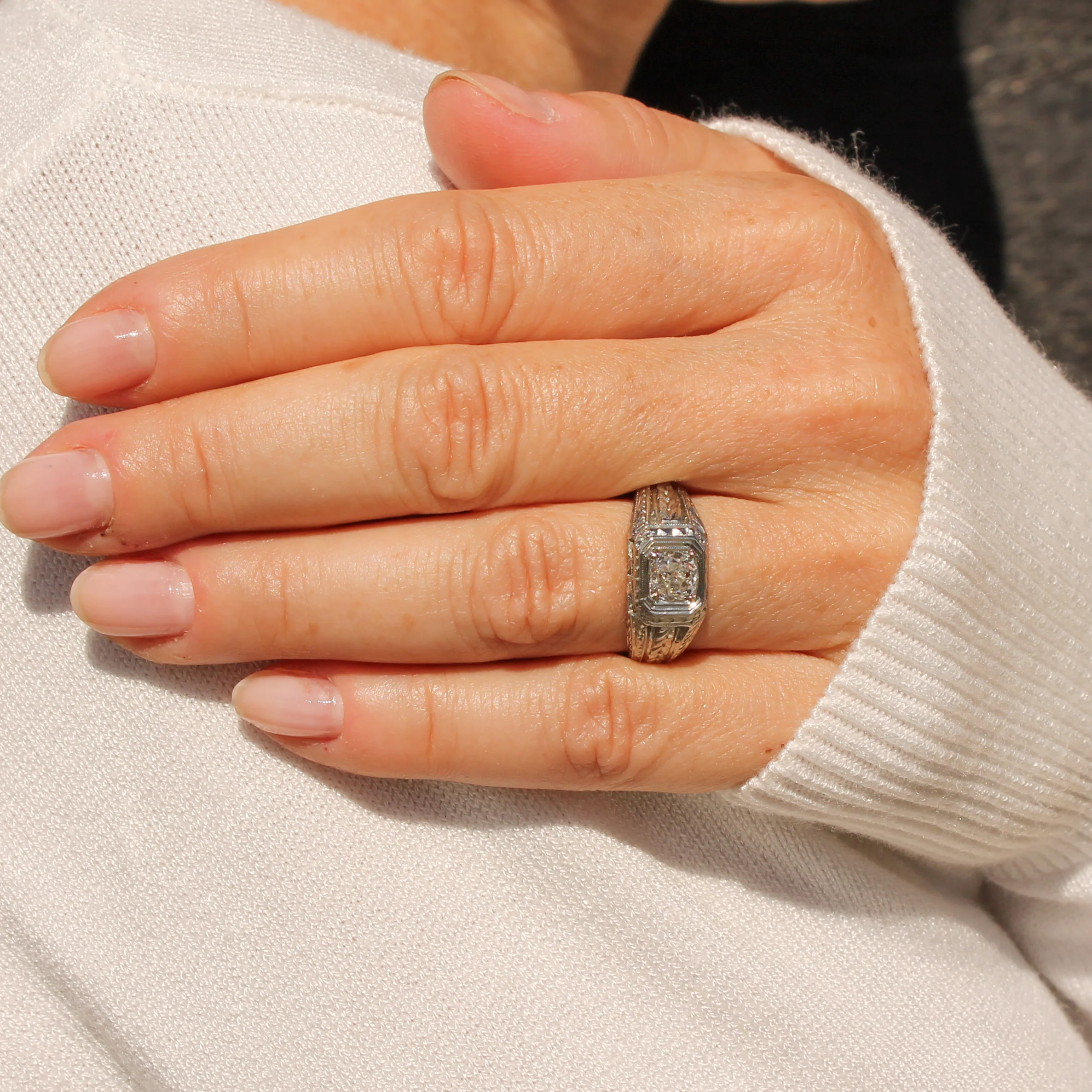 Mid Century 0.76 Carat Old Cut Diamond Solitaire Ring, circa 1955 - Image 6
