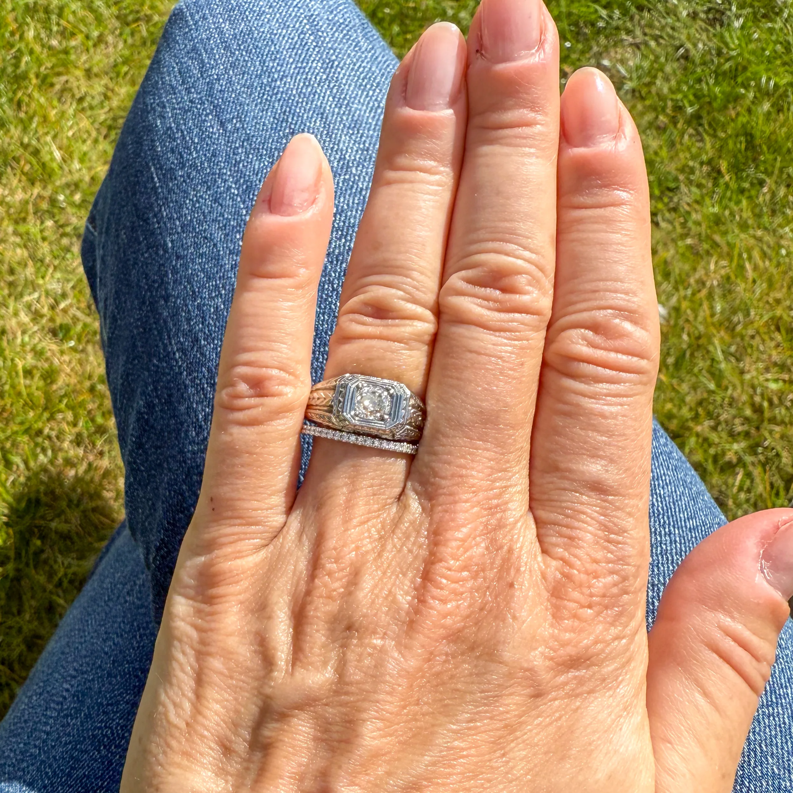 Mid Century 0.76 Carat Old Cut Diamond Solitaire Ring, circa 1955 - Image 7
