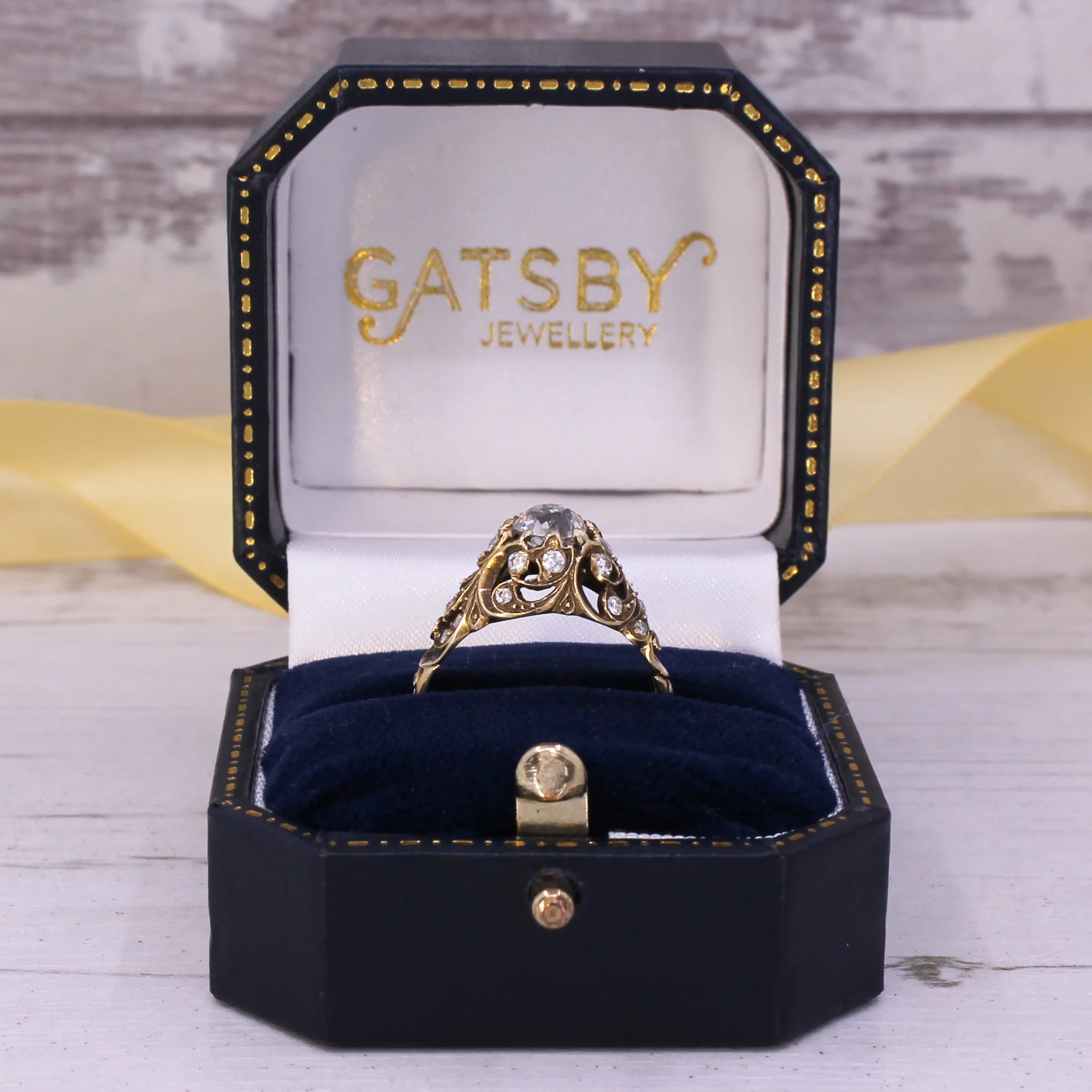 Mid Century 0.79 Carat Old Cut Diamond Ornate Solitaire Ring, circa 1965 - Image 8