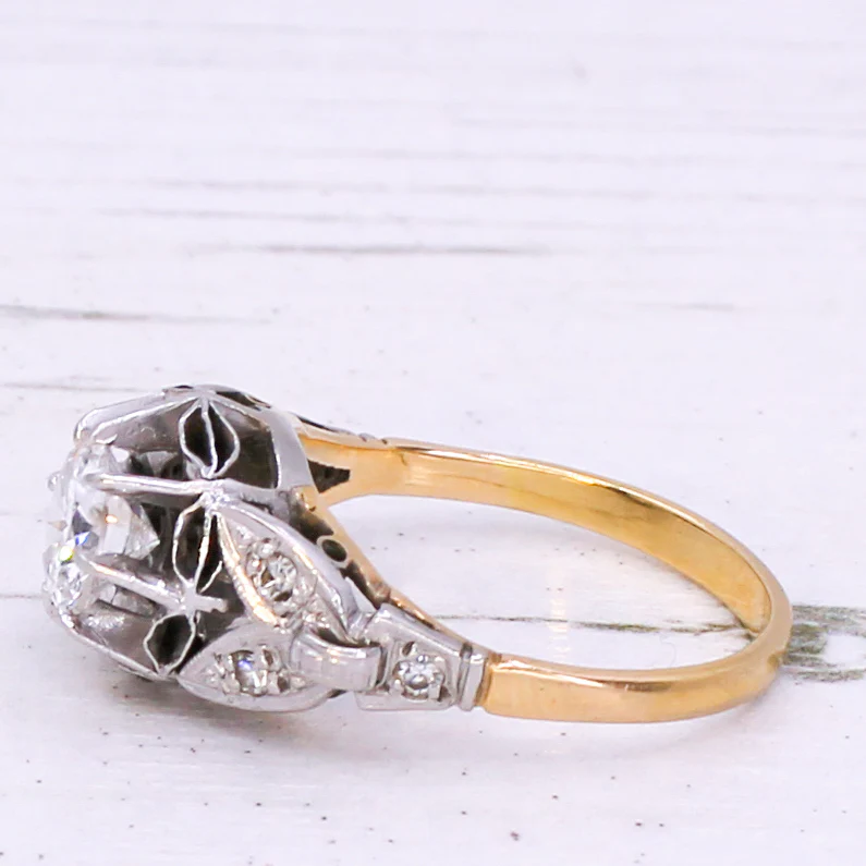 Mid Century 0.86 Carat Transitional Cut Diamond Engagement Ring, circa 1950 - Image 4
