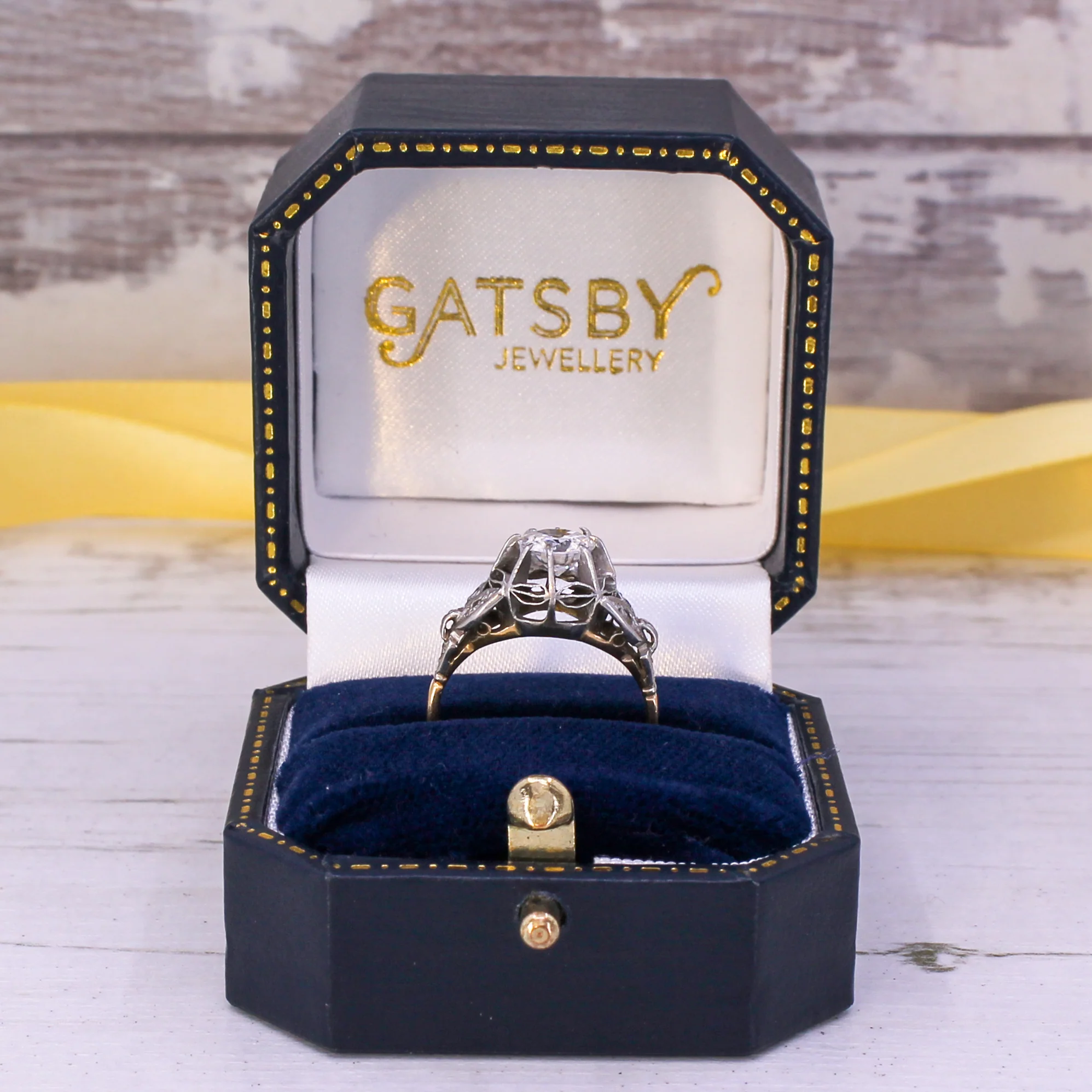 Mid Century 0.86 Carat Transitional Cut Diamond Engagement Ring, circa 1950 - Image 8